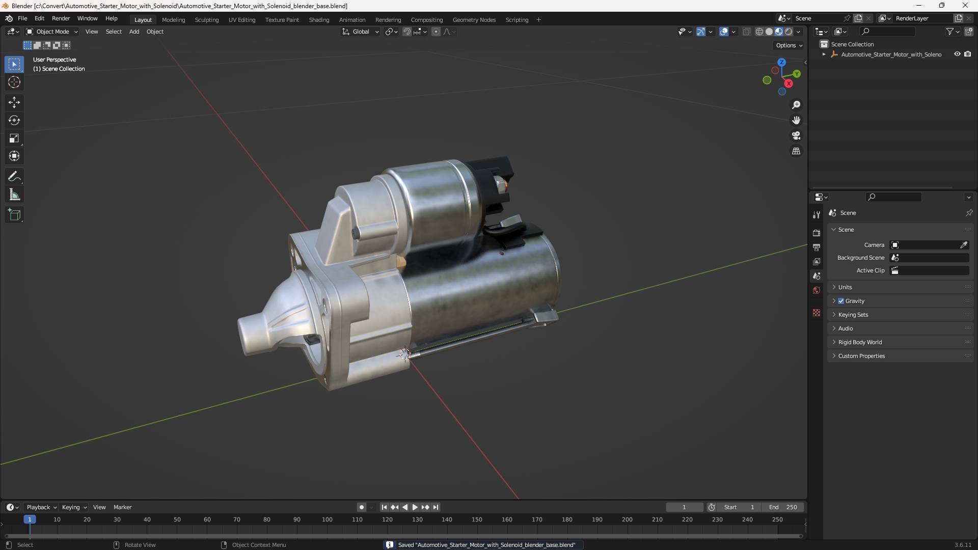 Automotive Starter Motor with Solenoid, view 9