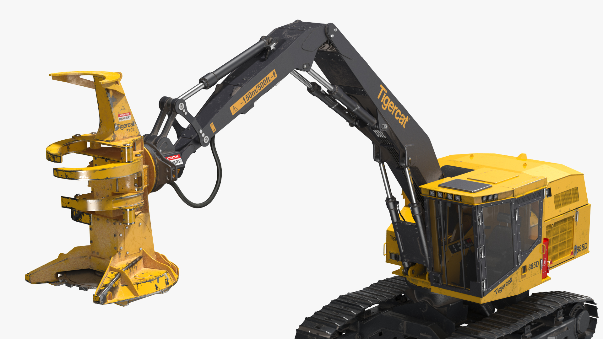 Tigercat 855D Tracked Feller Buncher Dirty 3D
