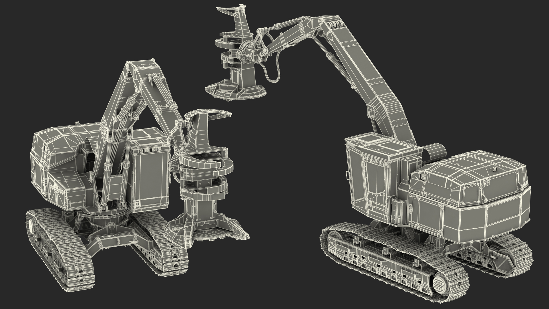 Tigercat 855D Tracked Feller Buncher Dirty 3D