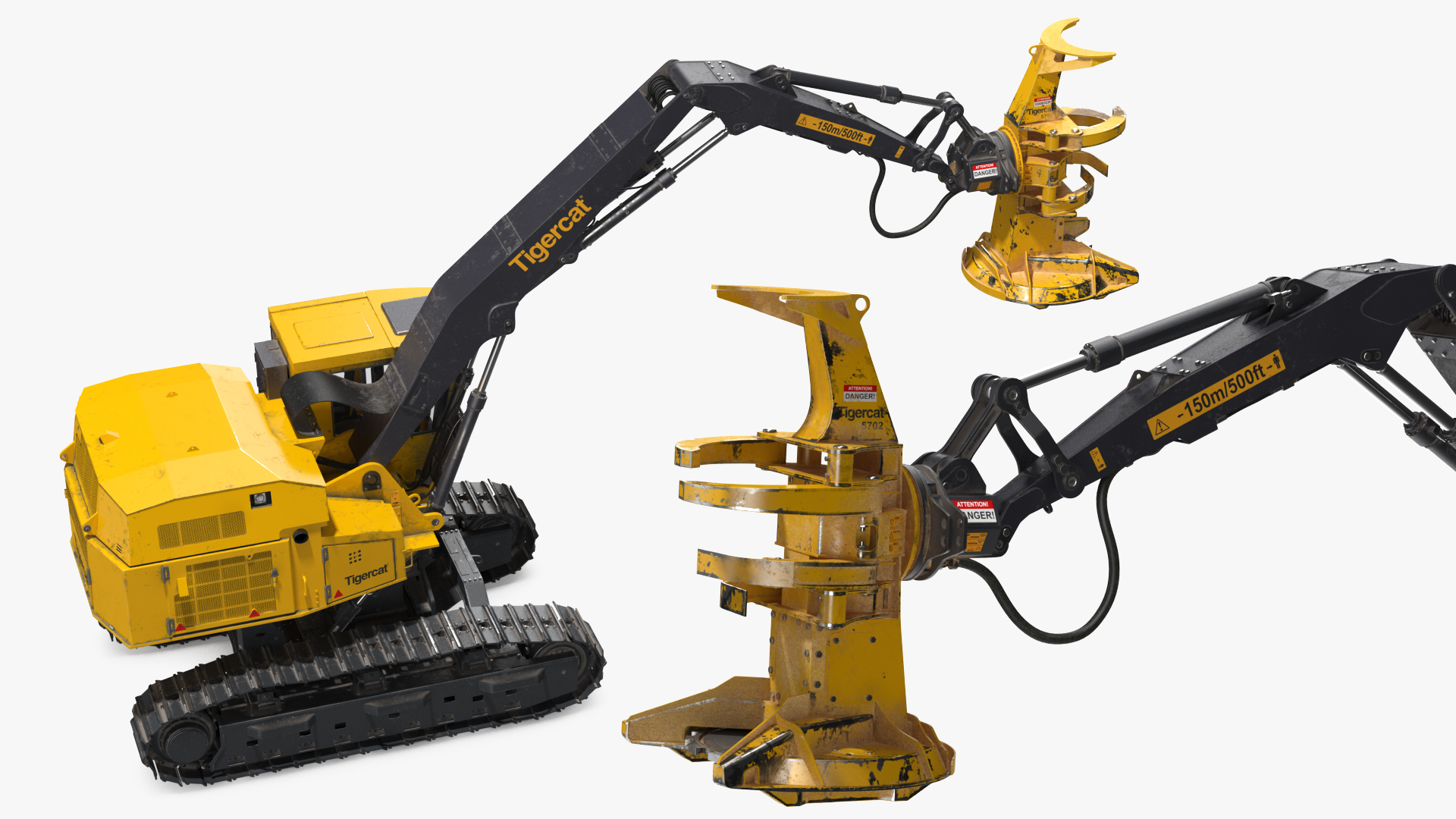 Tigercat 855D Tracked Feller Buncher Dirty 3D