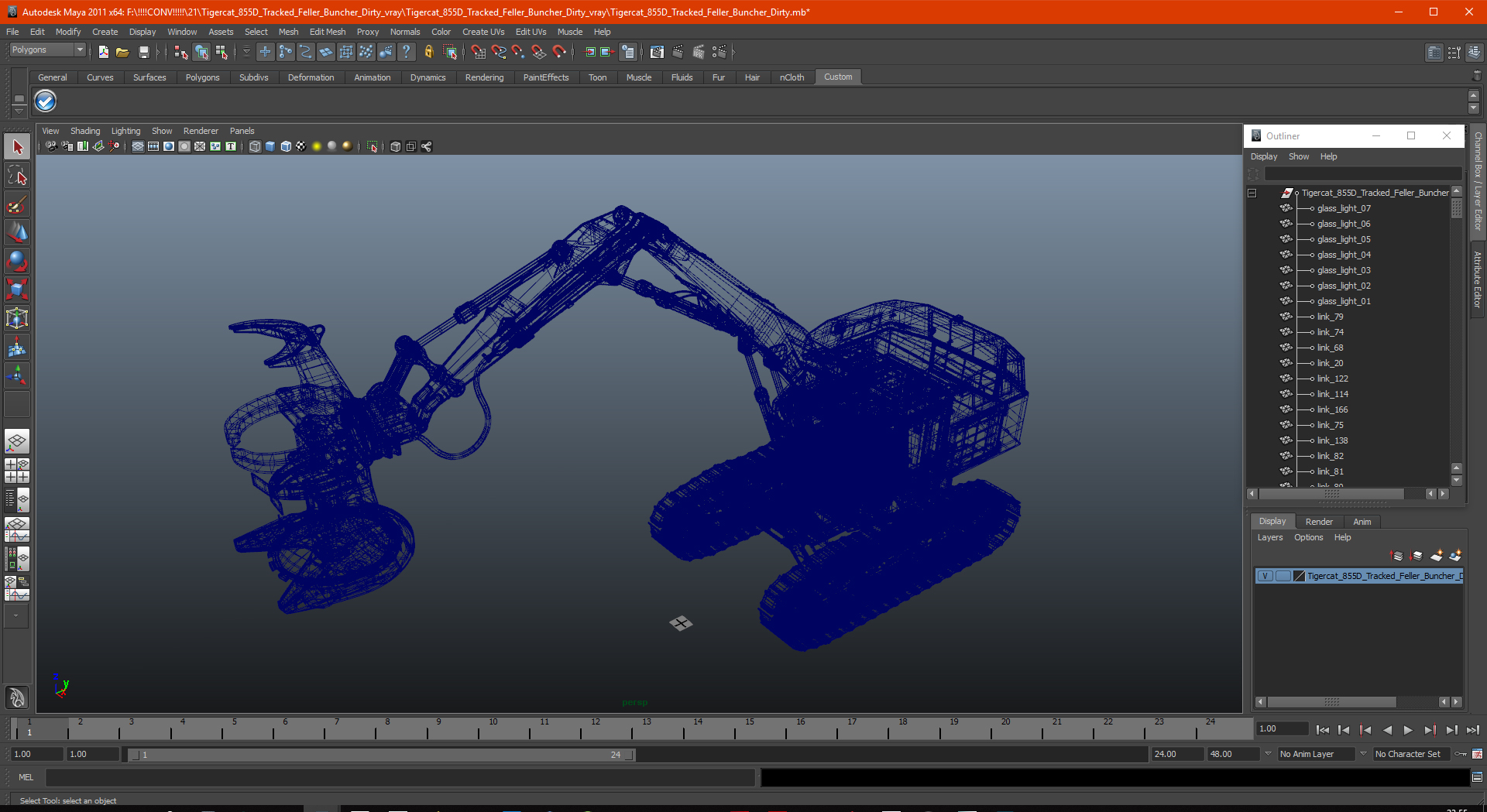 Tigercat 855D Tracked Feller Buncher Dirty 3D