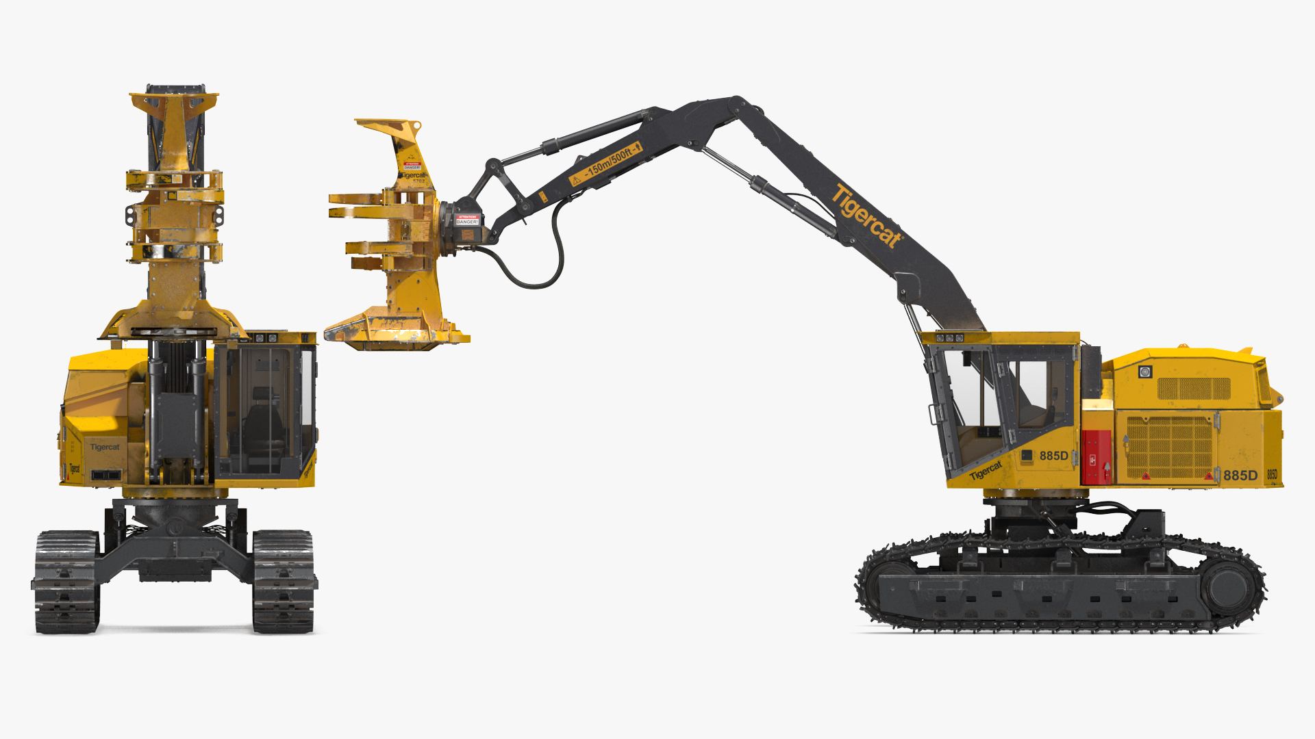 Tigercat 855D Tracked Feller Buncher Dirty 3D