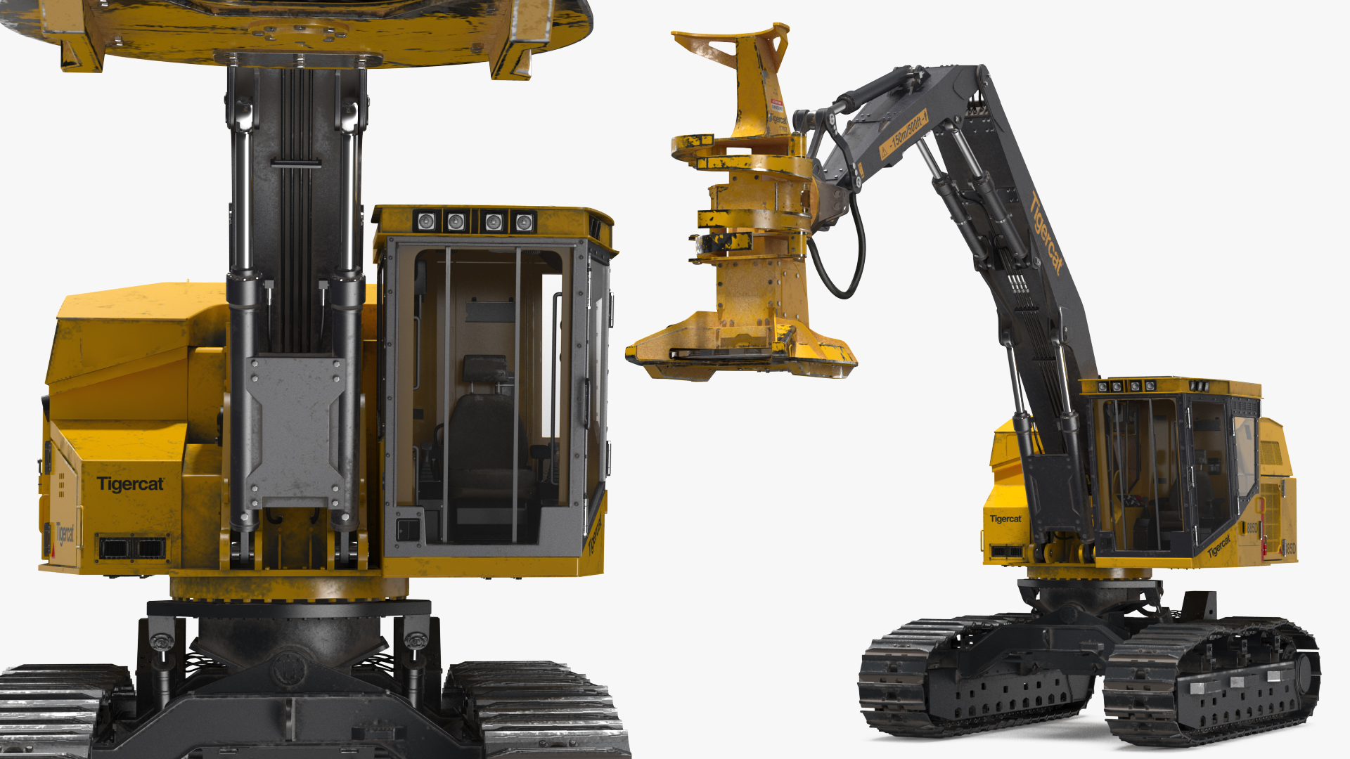 Tigercat 855D Tracked Feller Buncher Dirty 3D