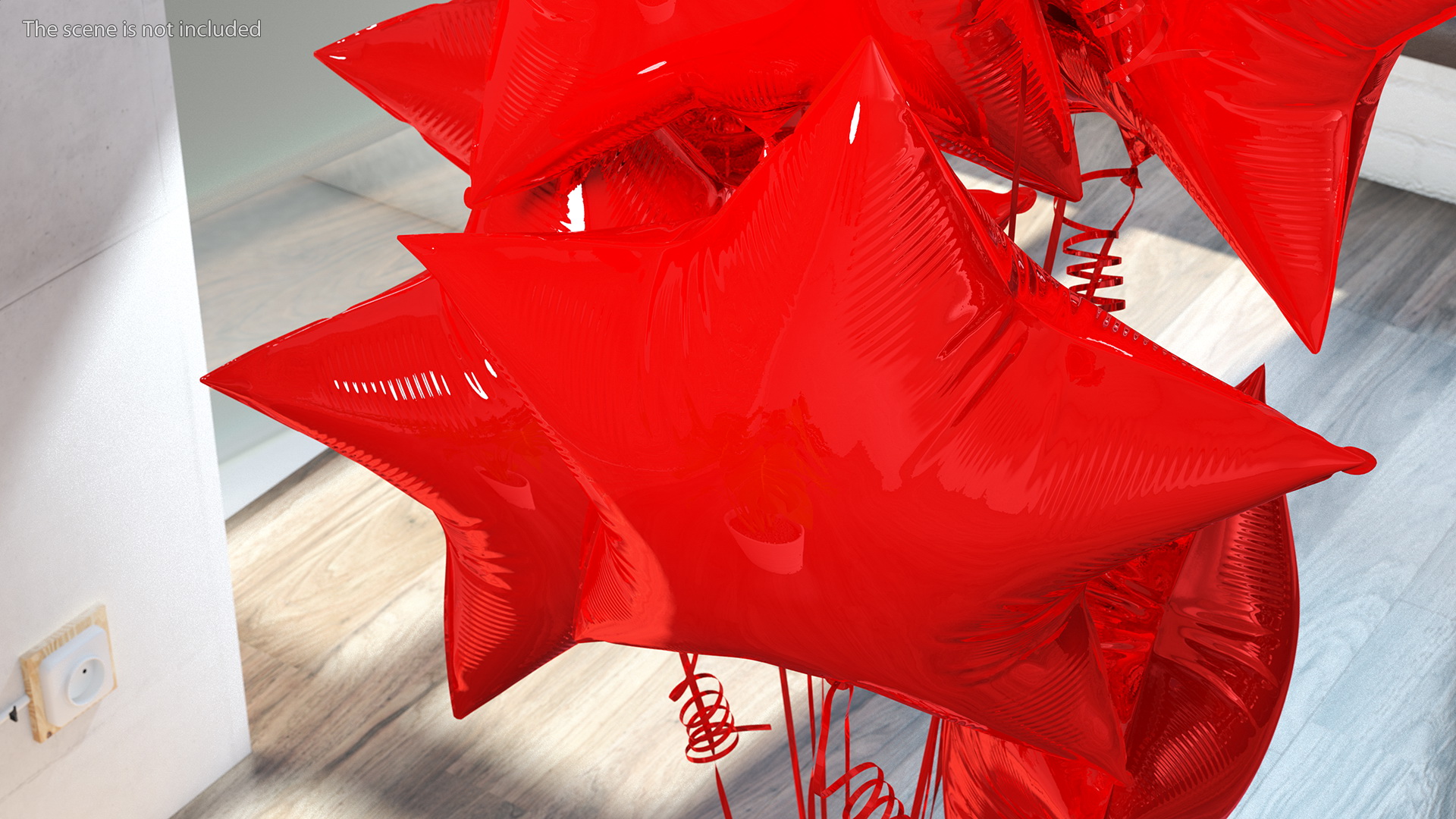 3D Star Shaped Red Balloons Tied to Gift Box