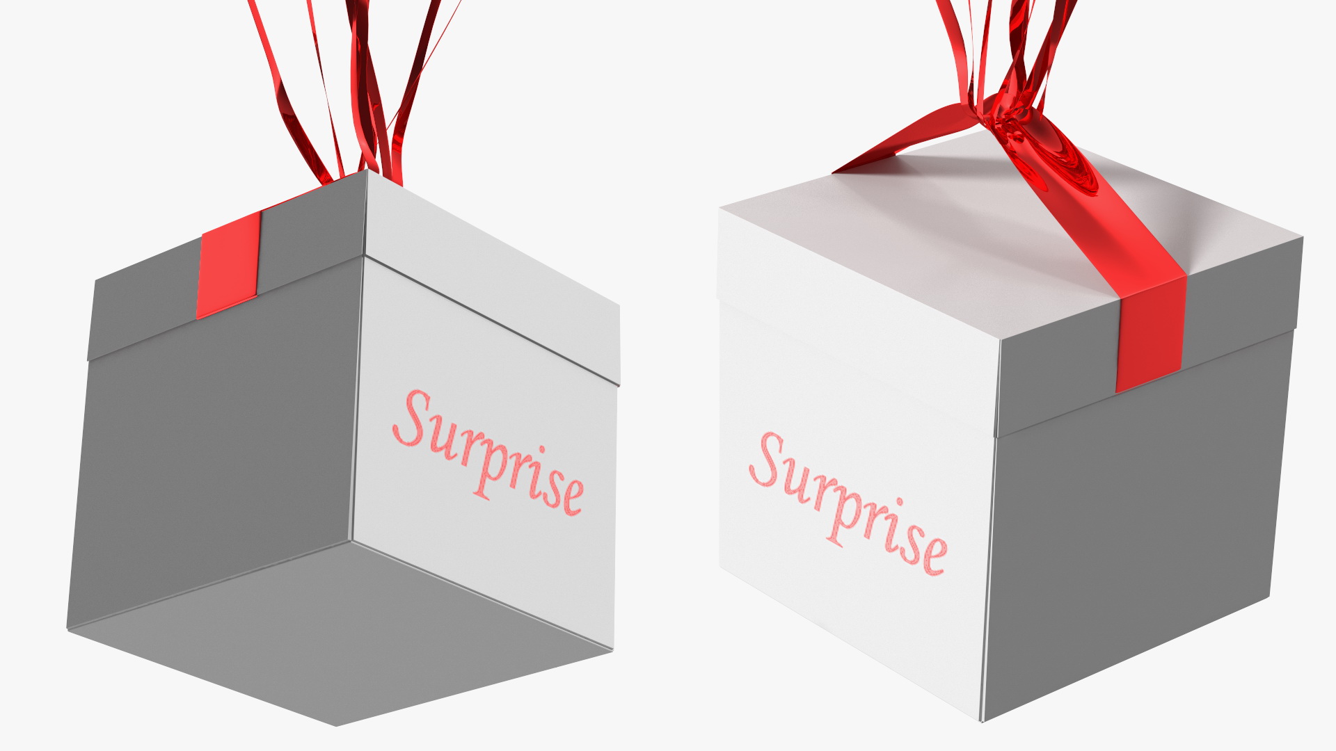 3D Star Shaped Red Balloons Tied to Gift Box