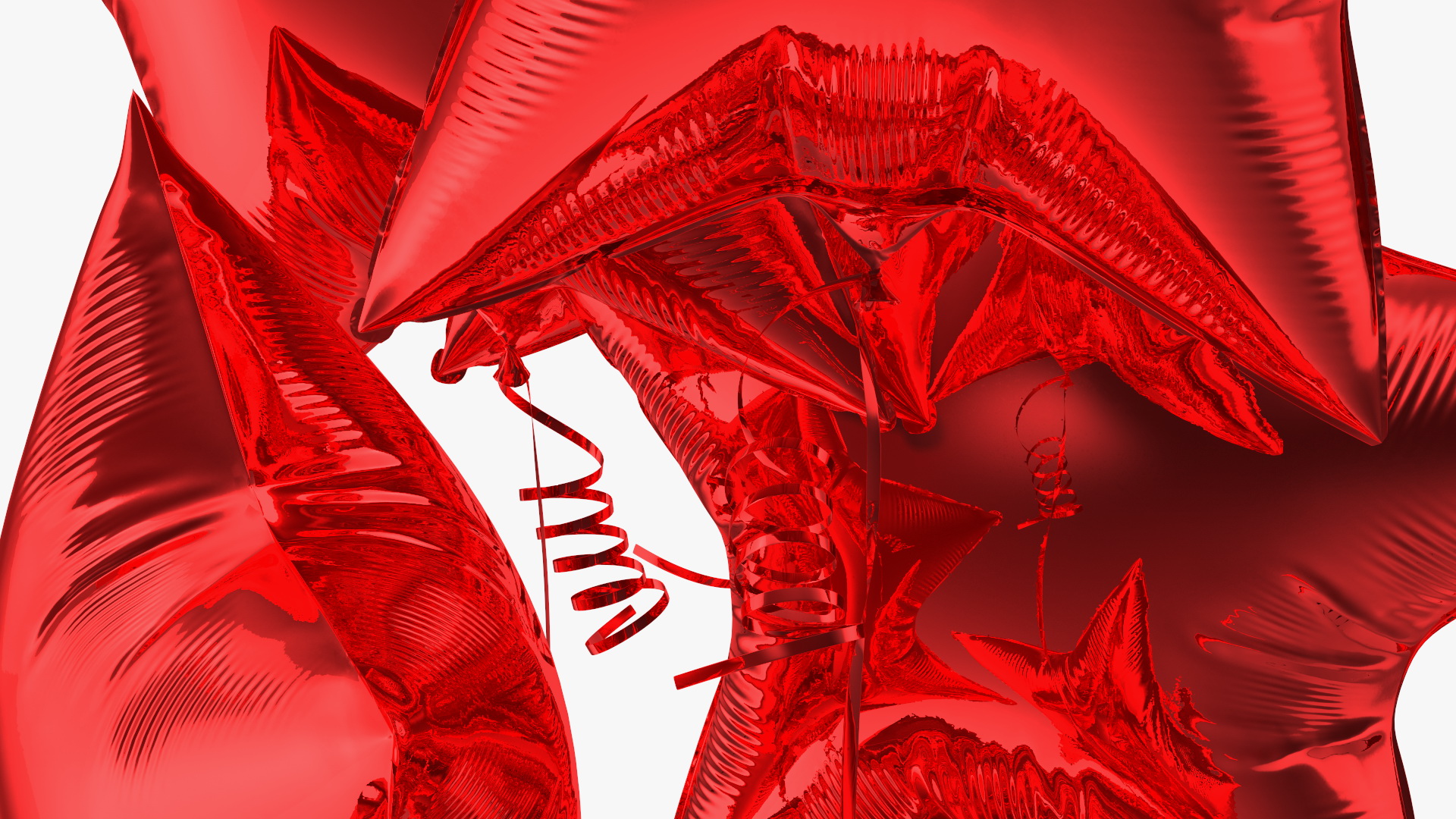 3D Star Shaped Red Balloons Tied to Gift Box