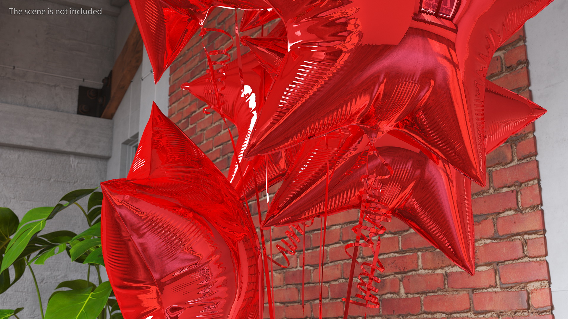 3D Star Shaped Red Balloons Tied to Gift Box