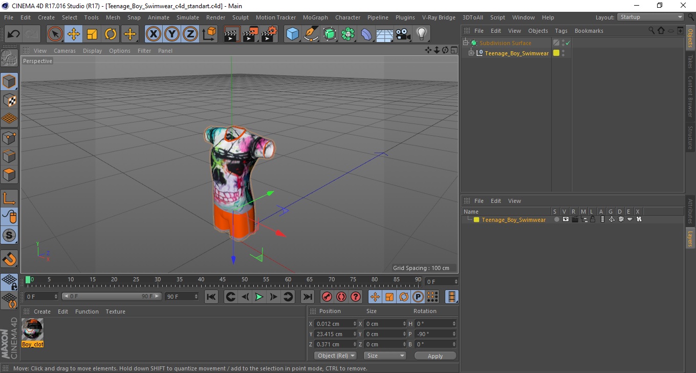 3D model Teenage Boy Swimwear