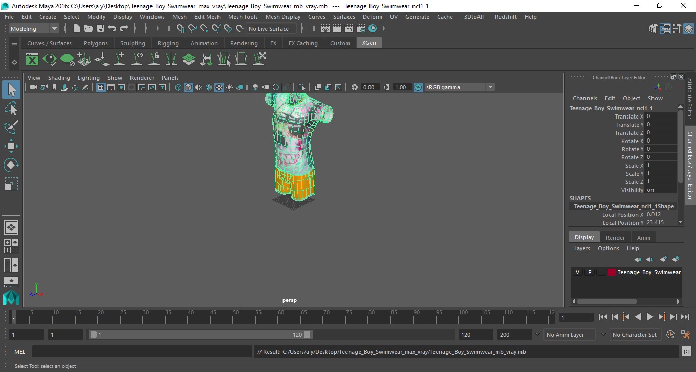 3D model Teenage Boy Swimwear