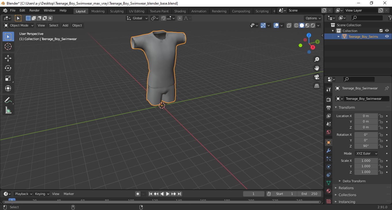 3D model Teenage Boy Swimwear