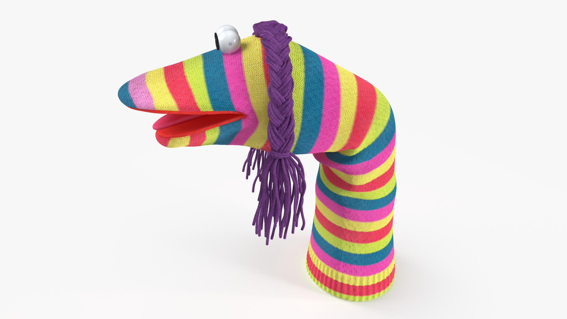 Character Hand Puppet Striped Girl Surprised Pose 3D model