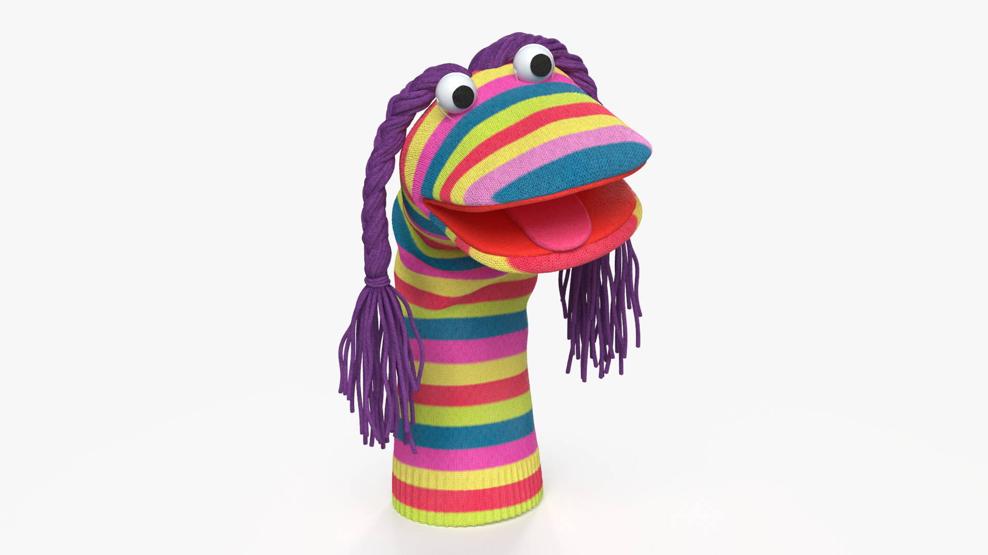 Character Hand Puppet Striped Girl Surprised Pose 3D model