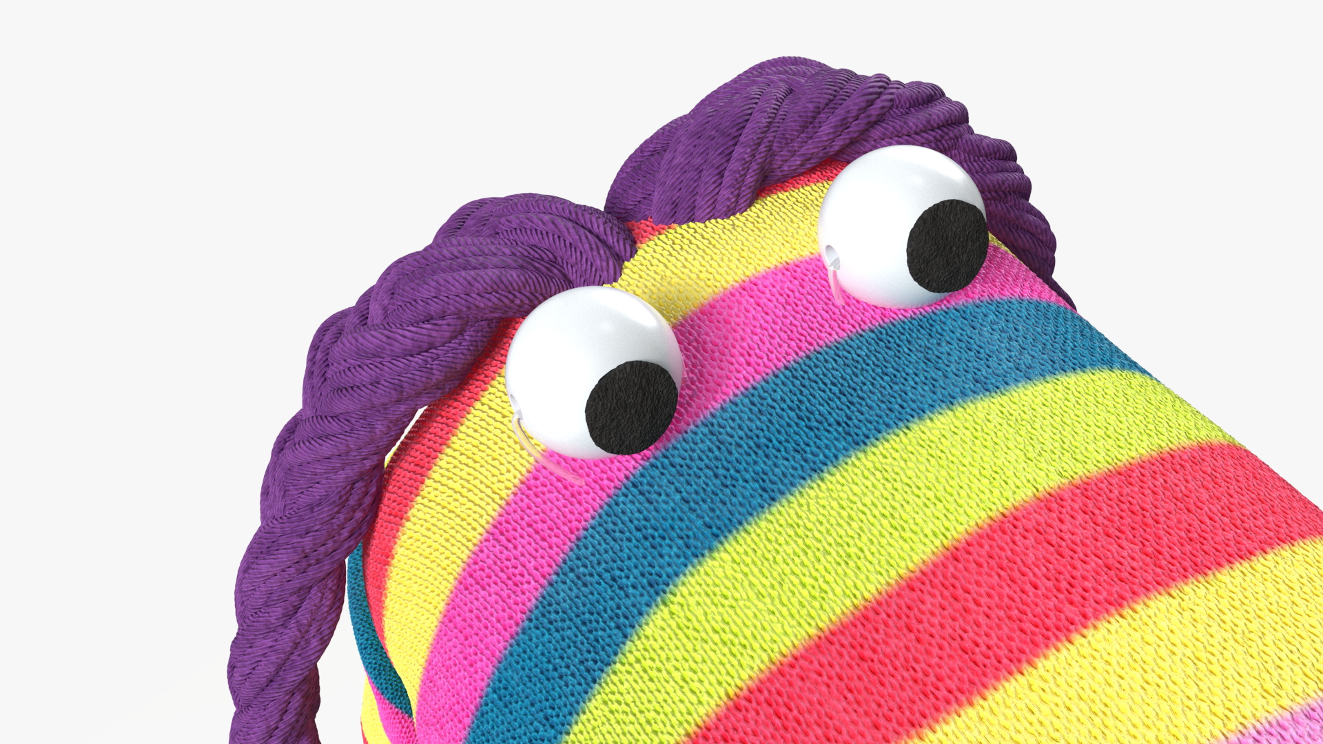 Character Hand Puppet Striped Girl Surprised Pose 3D model
