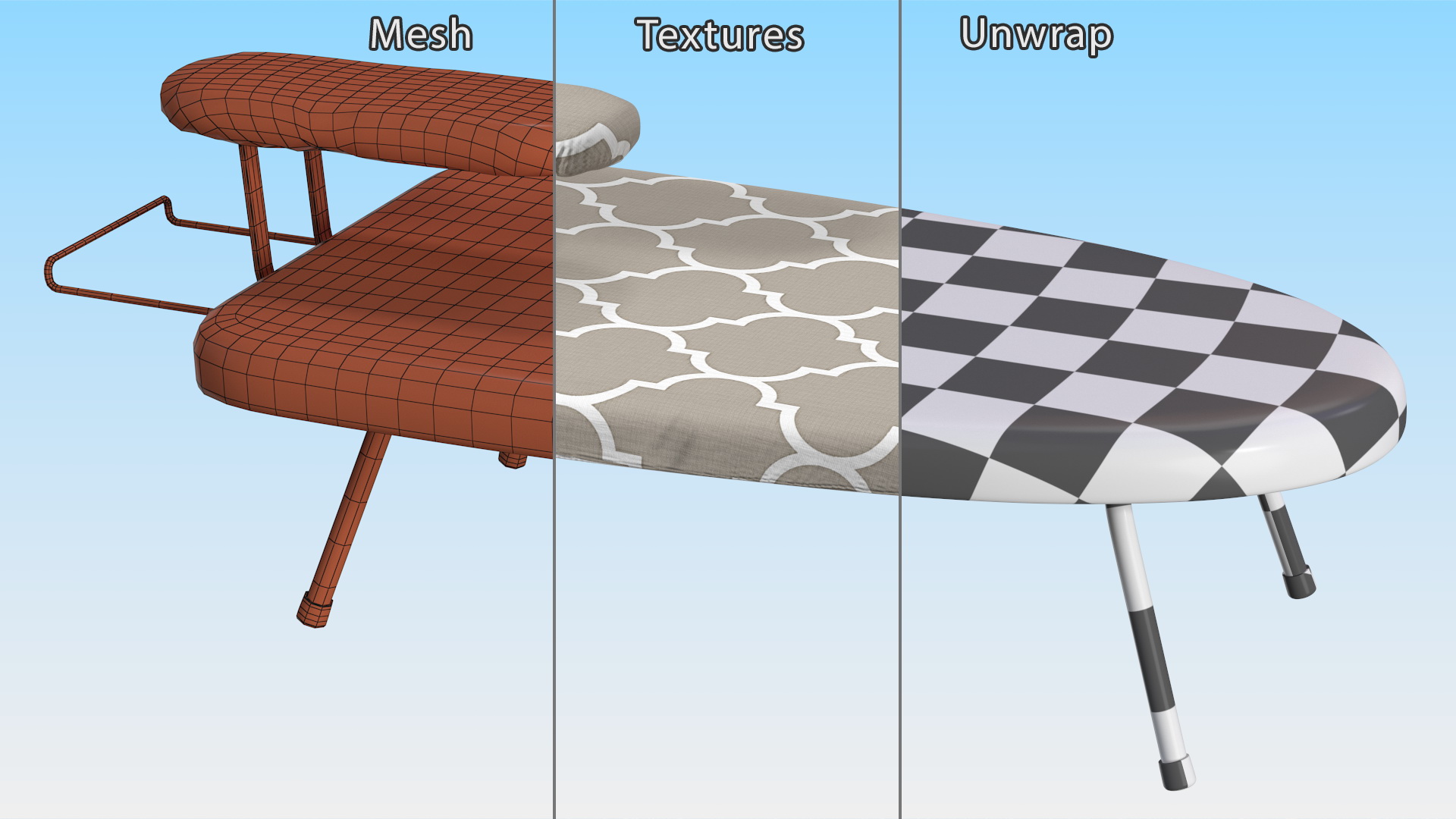 3D Tabletop Ironing Board Beige model