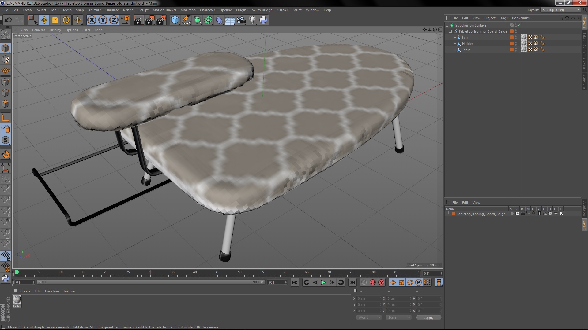 3D Tabletop Ironing Board Beige model