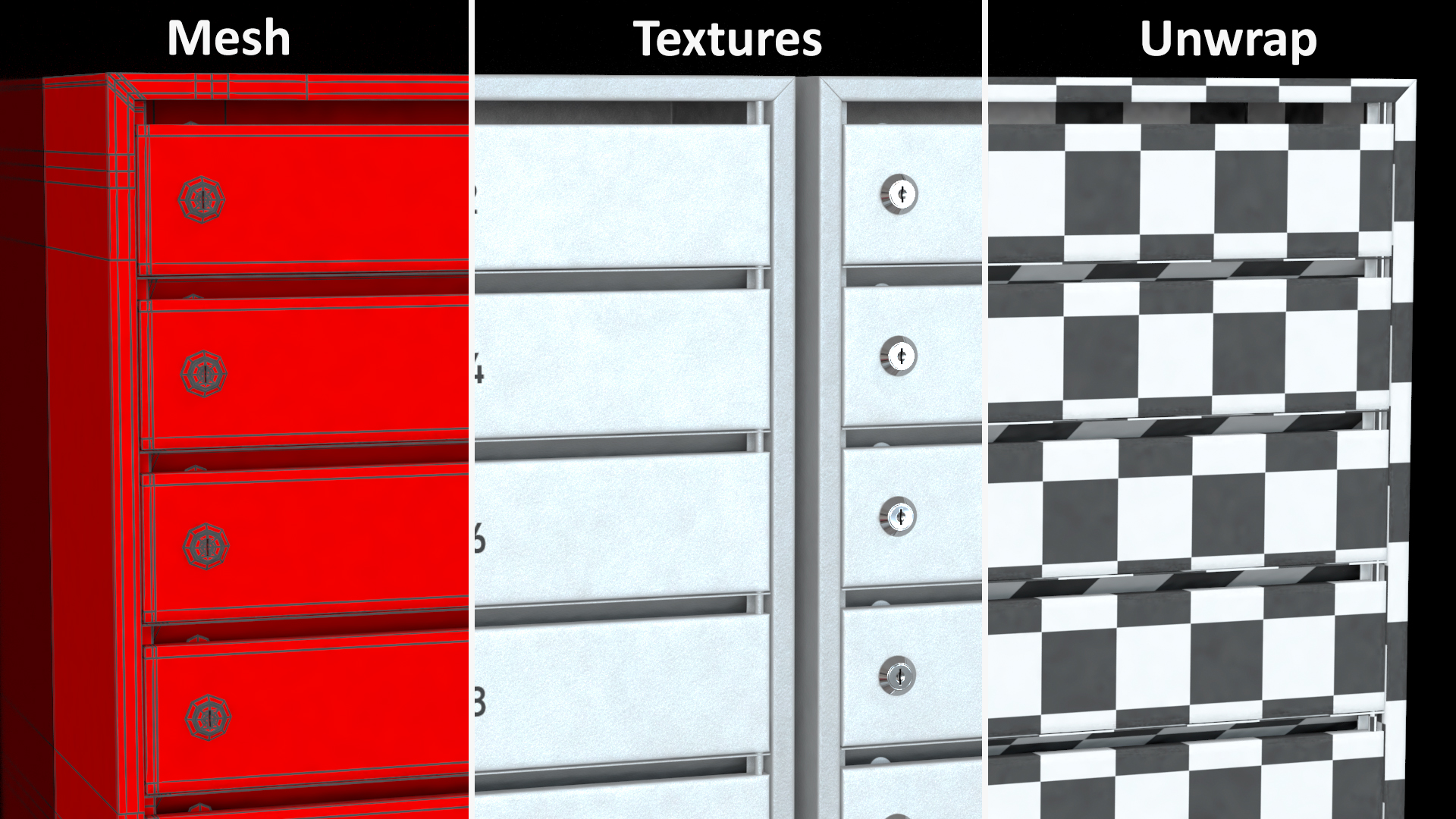 Apartment Mailboxes Grey 3D model