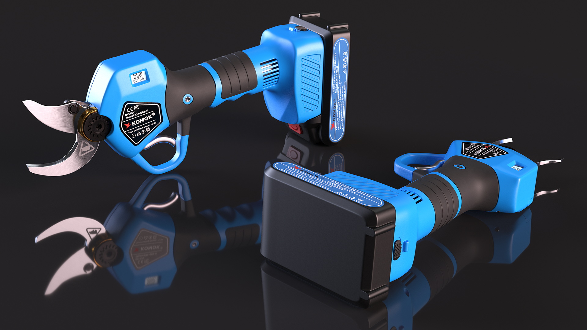 3D Blue Komok Cordless Pruner