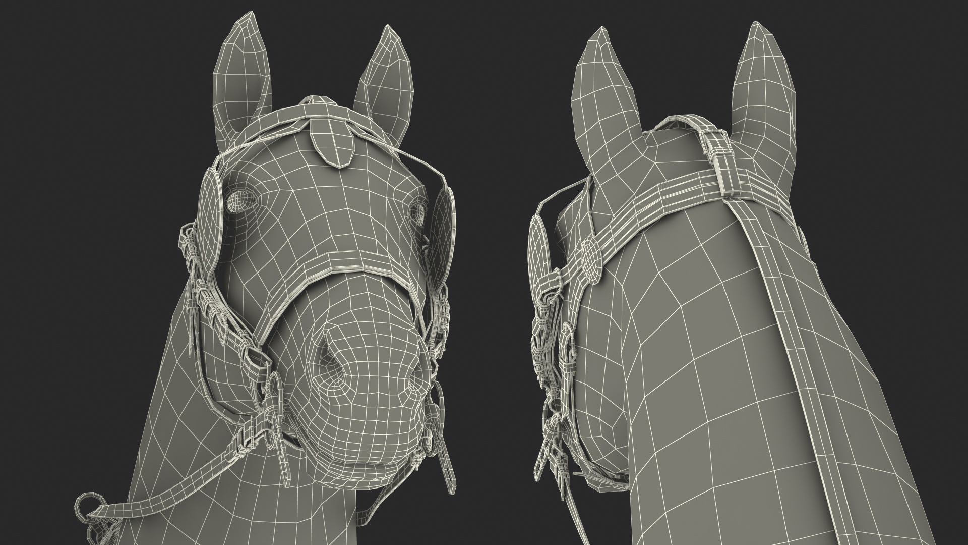 Four Horses with Stagecoach 3D