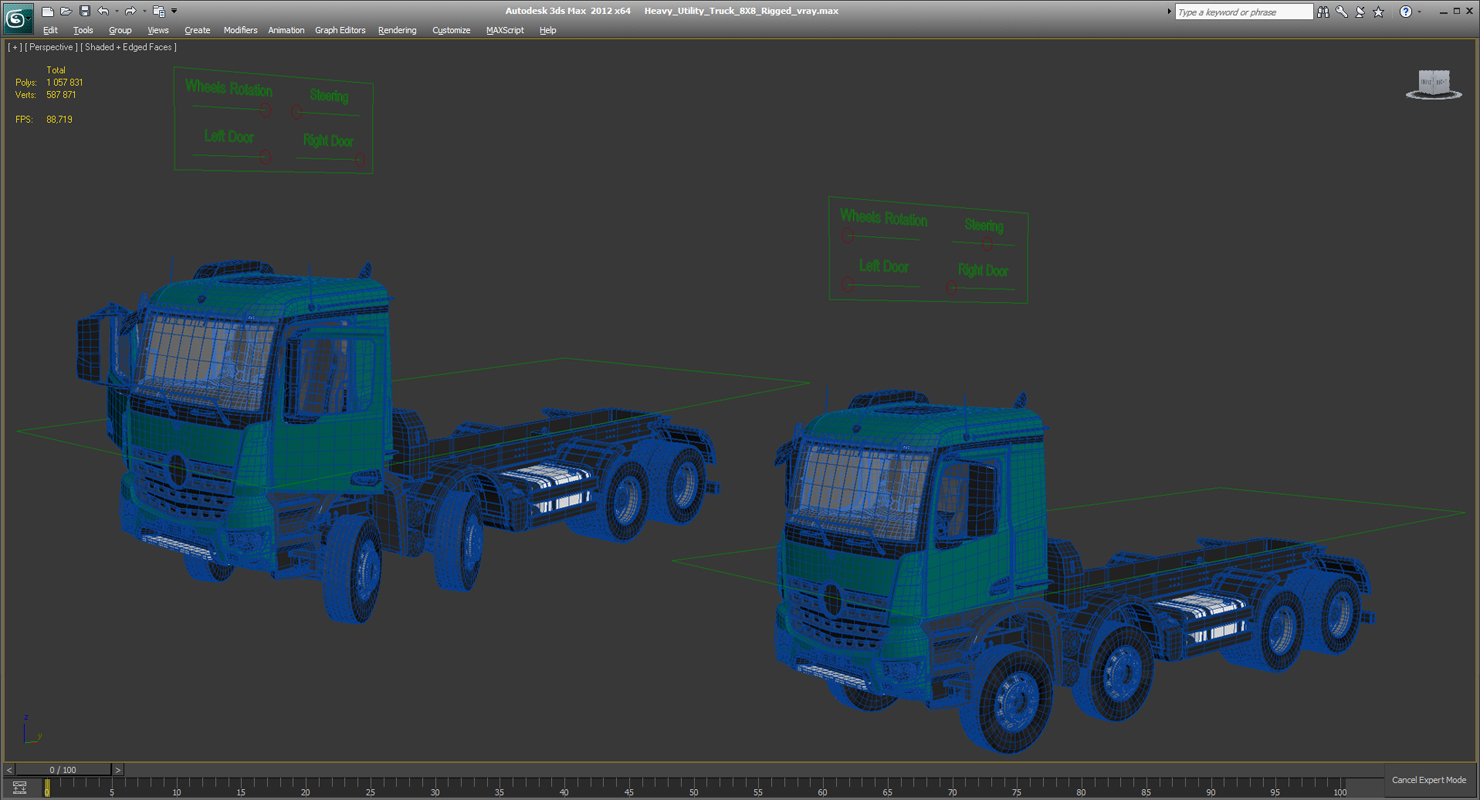 3D model Heavy Utility Truck 8X8 Rigged