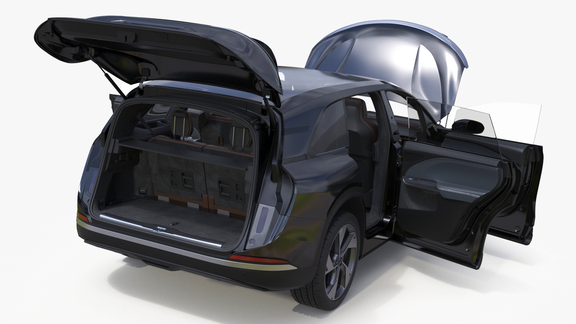 3D Modern Electric SUV Generic Black Lights Off Rigged