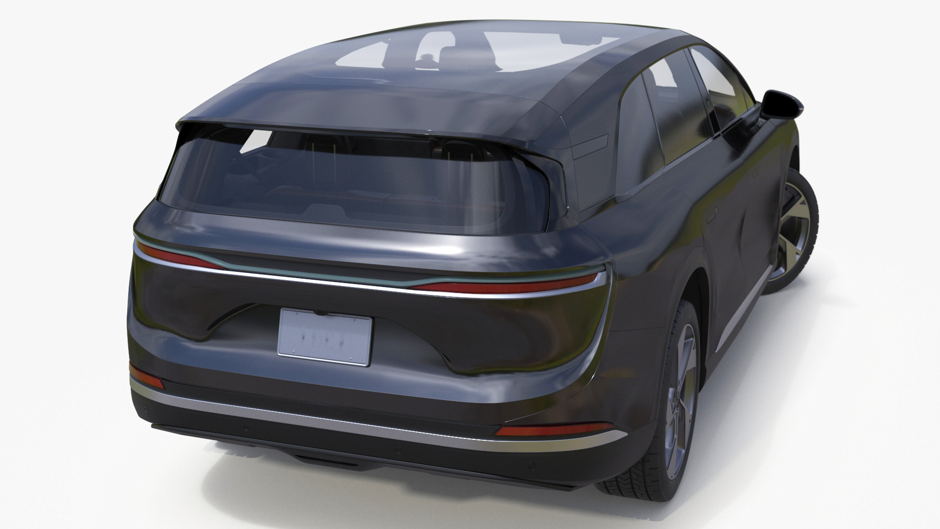 3D Modern Electric SUV Generic Black Lights Off Rigged