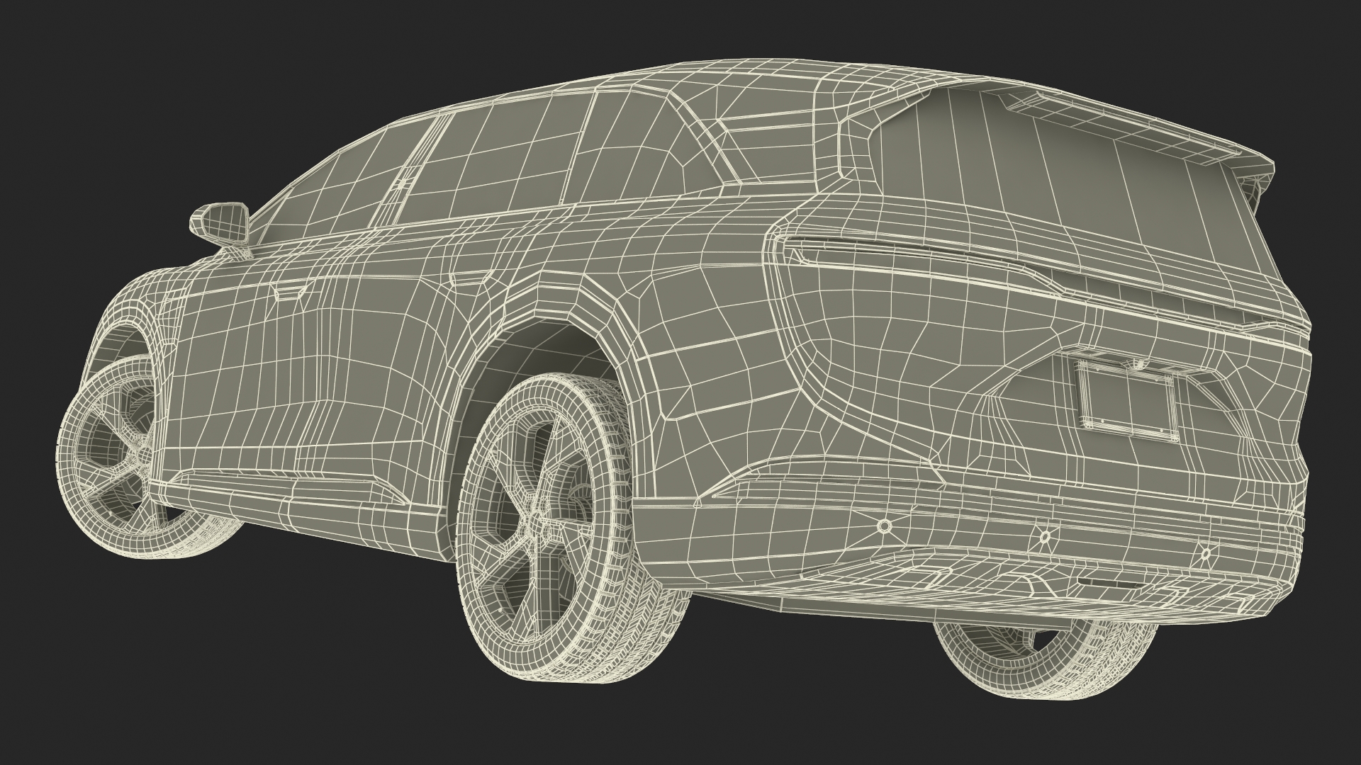 3D Modern Electric SUV Generic Black Lights Off Rigged
