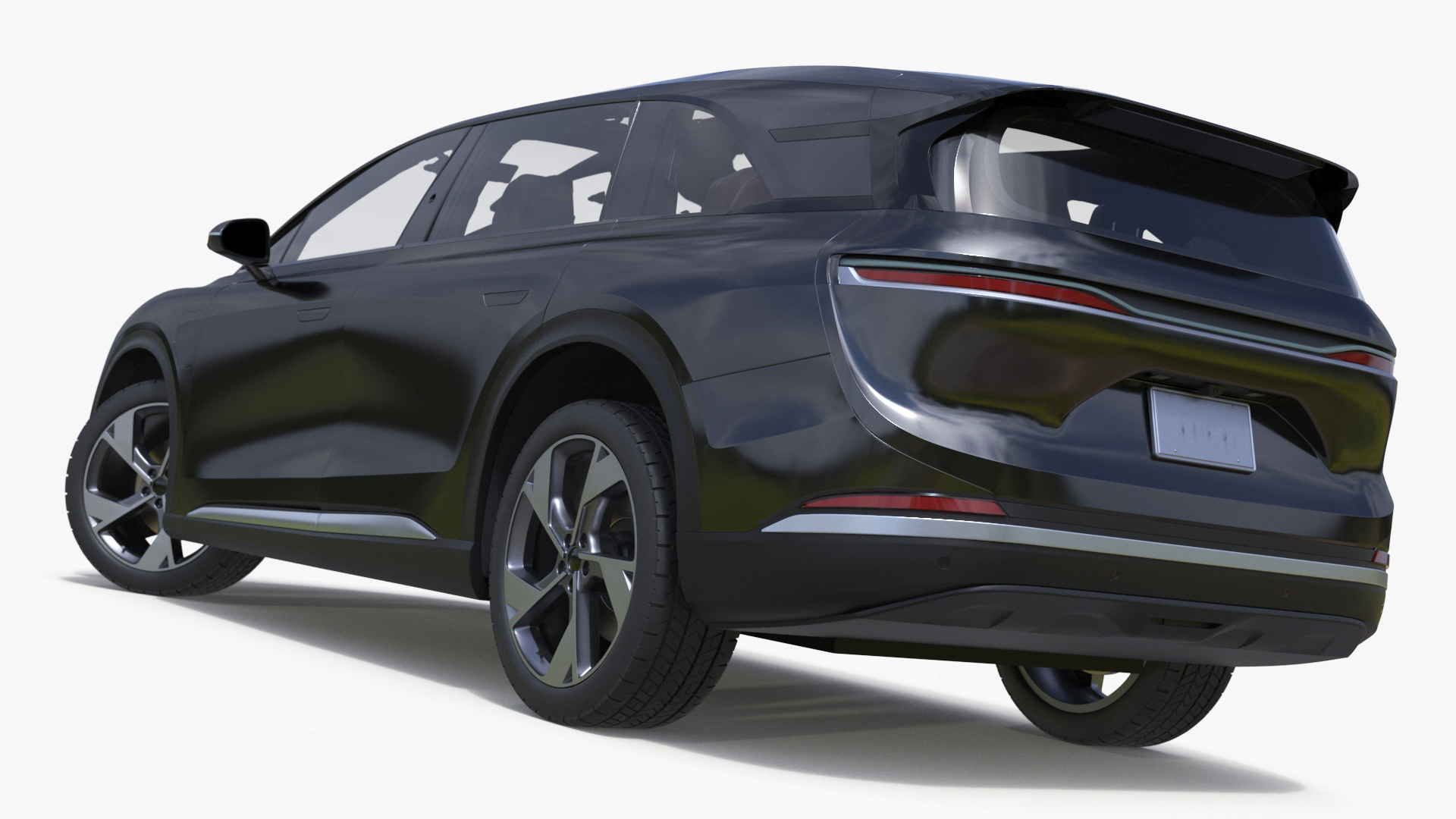 3D Modern Electric SUV Generic Black Lights Off Rigged