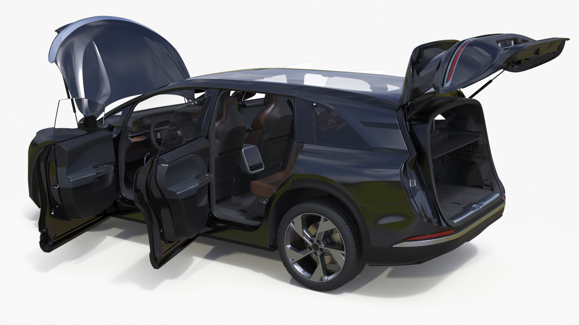 3D Modern Electric SUV Generic Black Lights Off Rigged