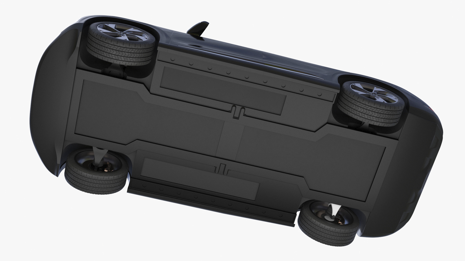 3D Modern Electric SUV Generic Black Lights Off Rigged