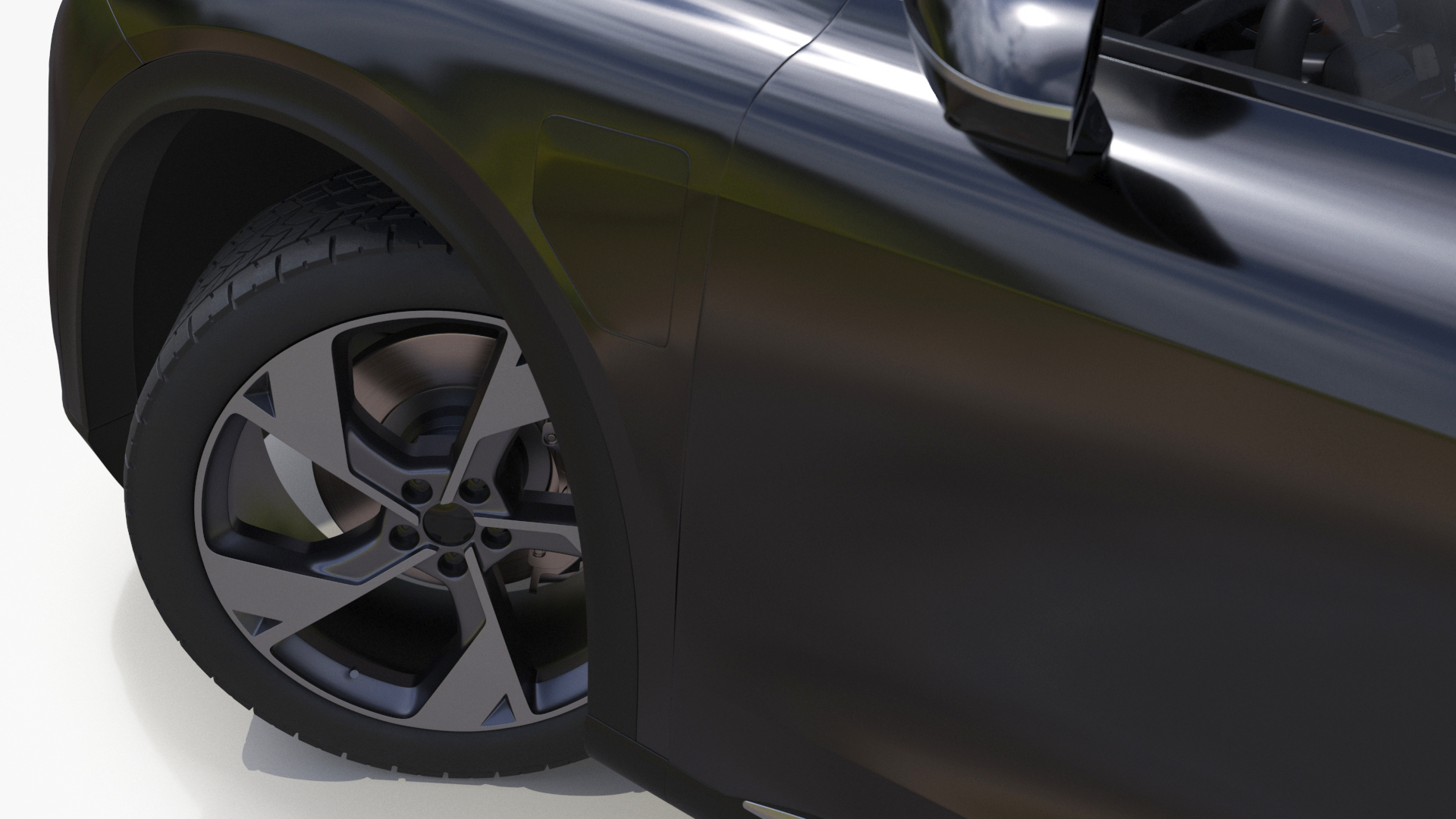 3D Modern Electric SUV Generic Black Lights Off Rigged