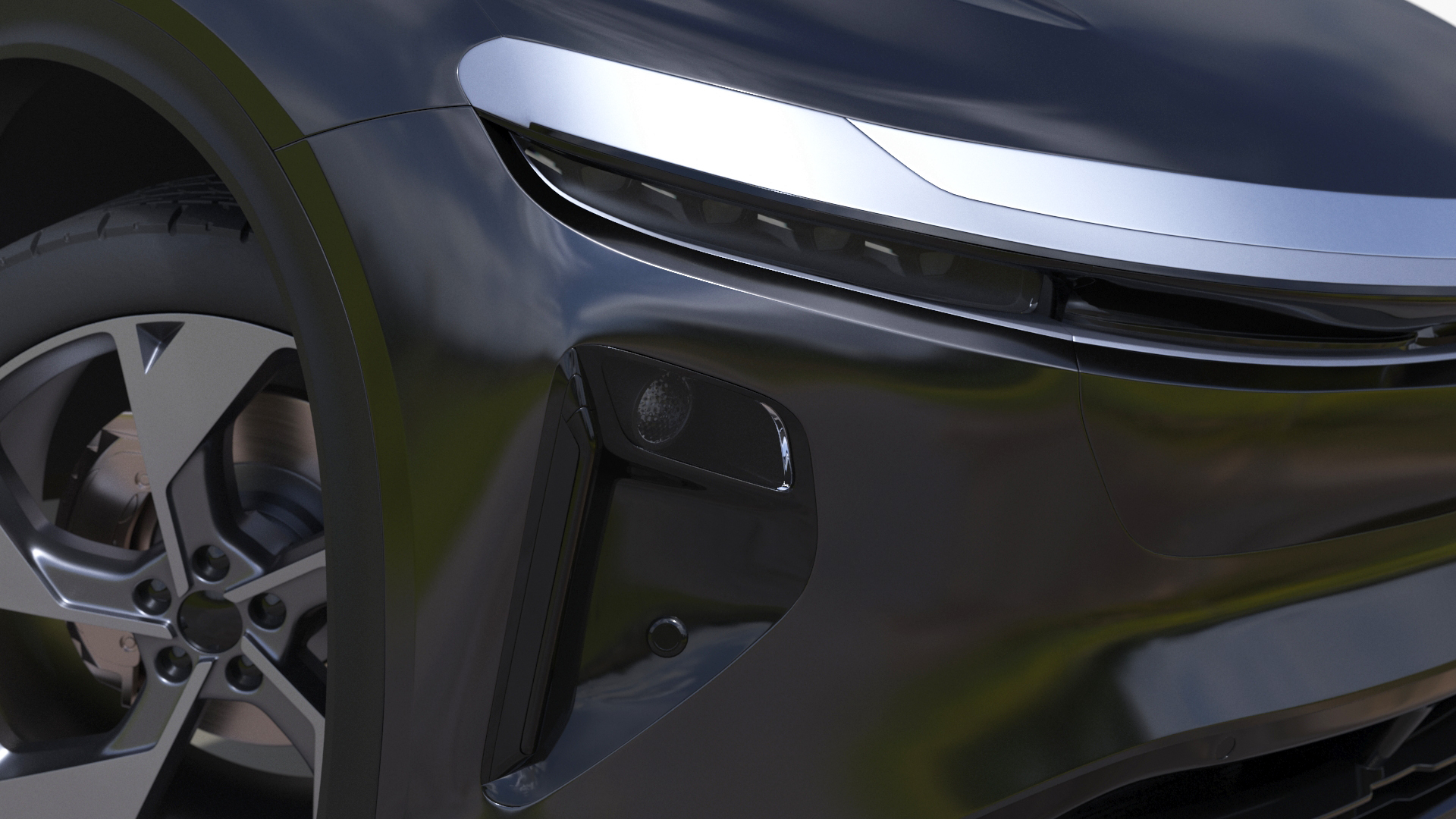 3D Modern Electric SUV Generic Black Lights Off Rigged