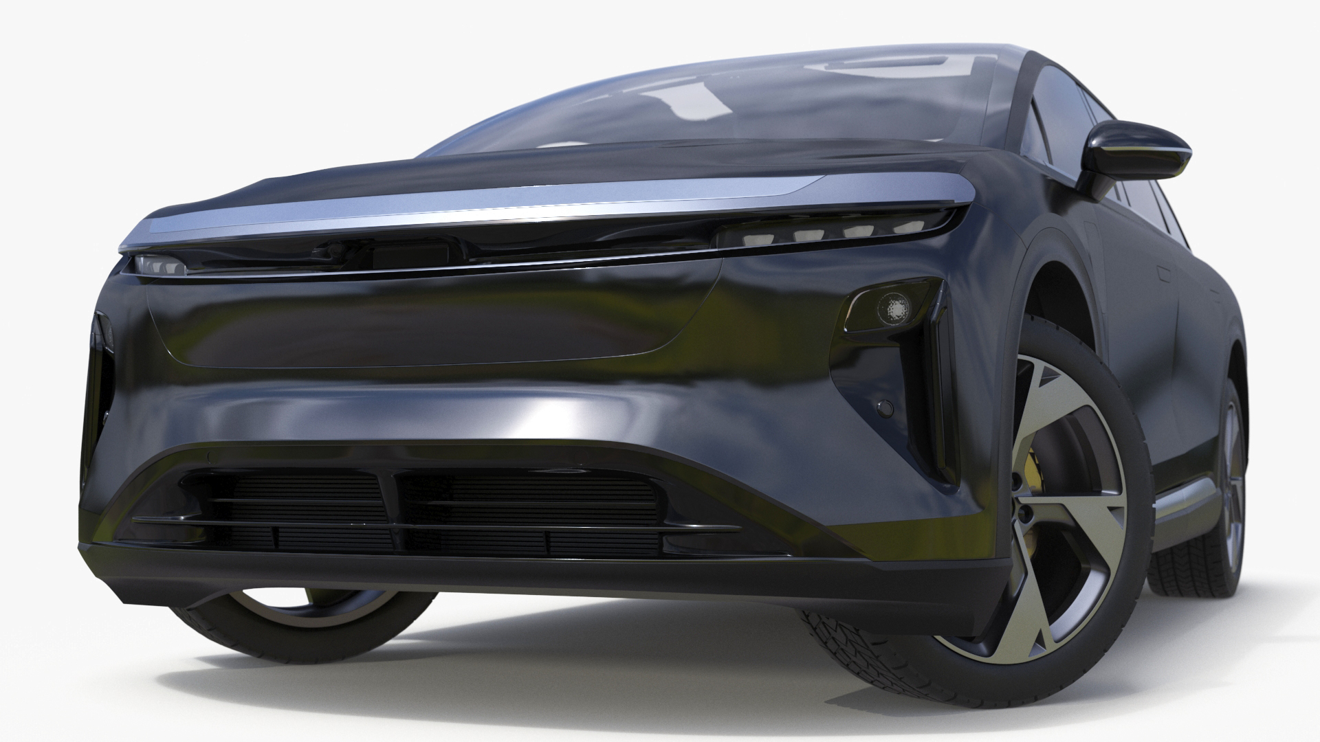 3D Modern Electric SUV Generic Black Lights Off Rigged