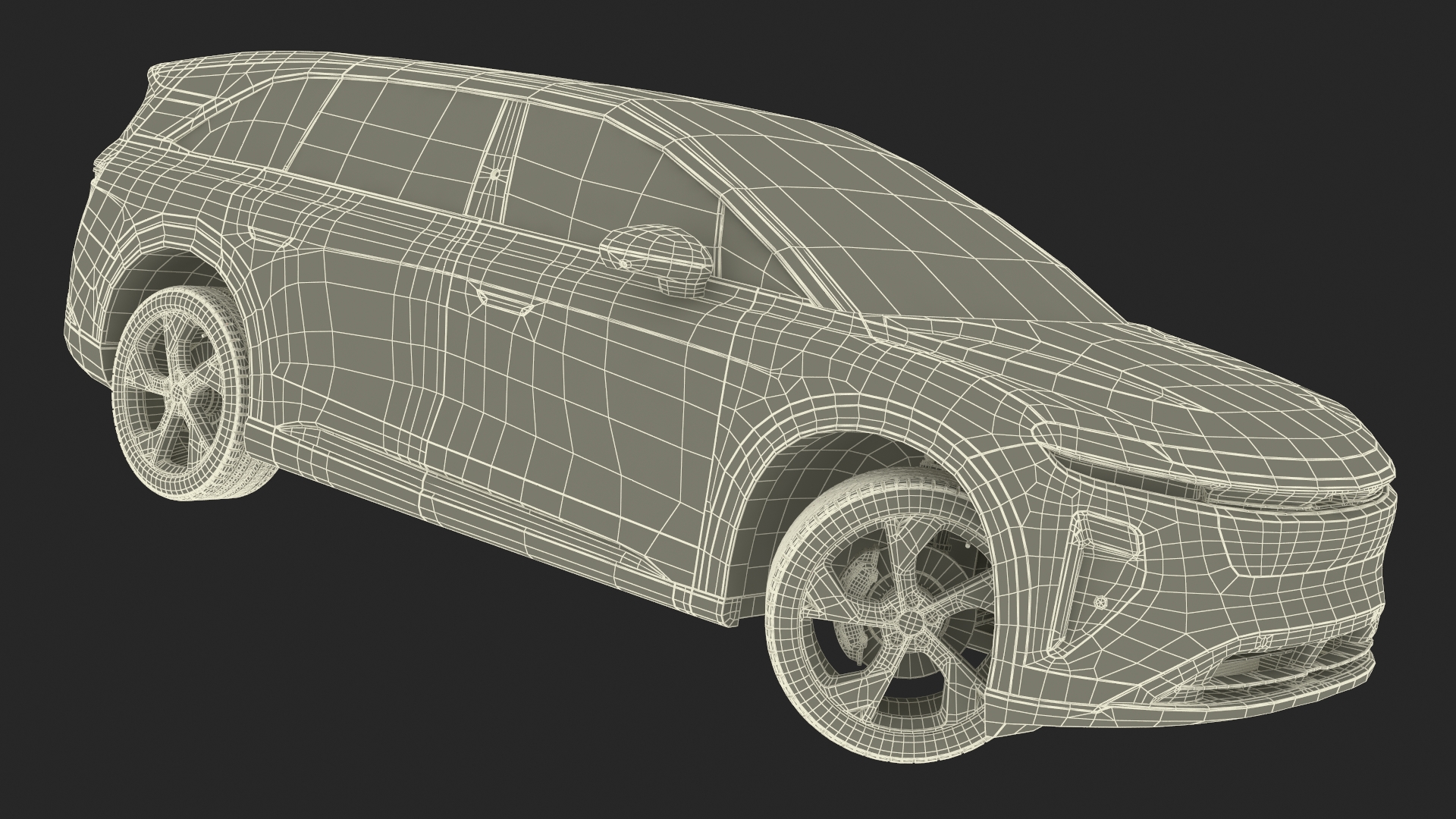 3D Modern Electric SUV Generic Black Lights Off Rigged