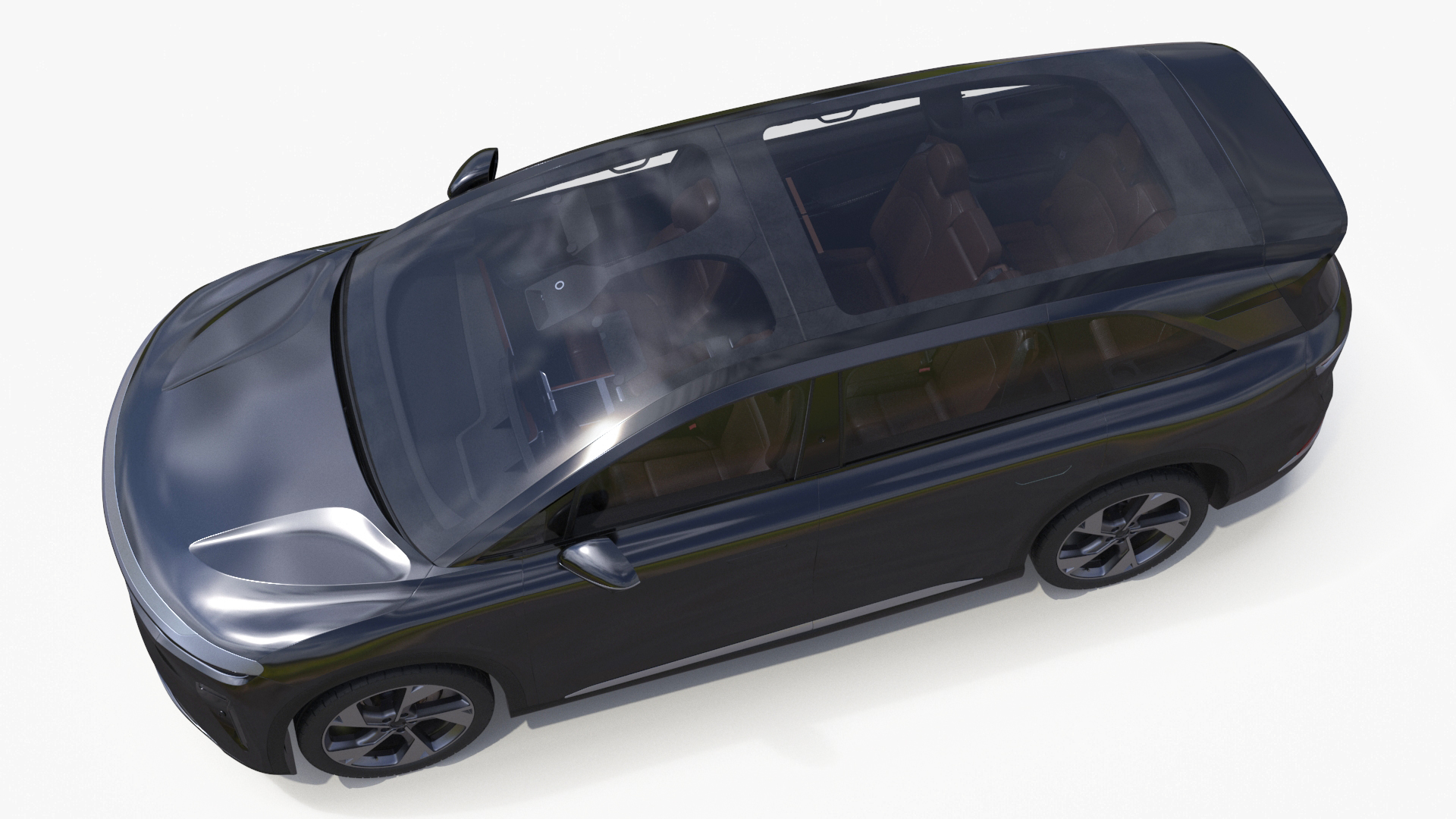 3D Modern Electric SUV Generic Black Lights Off Rigged