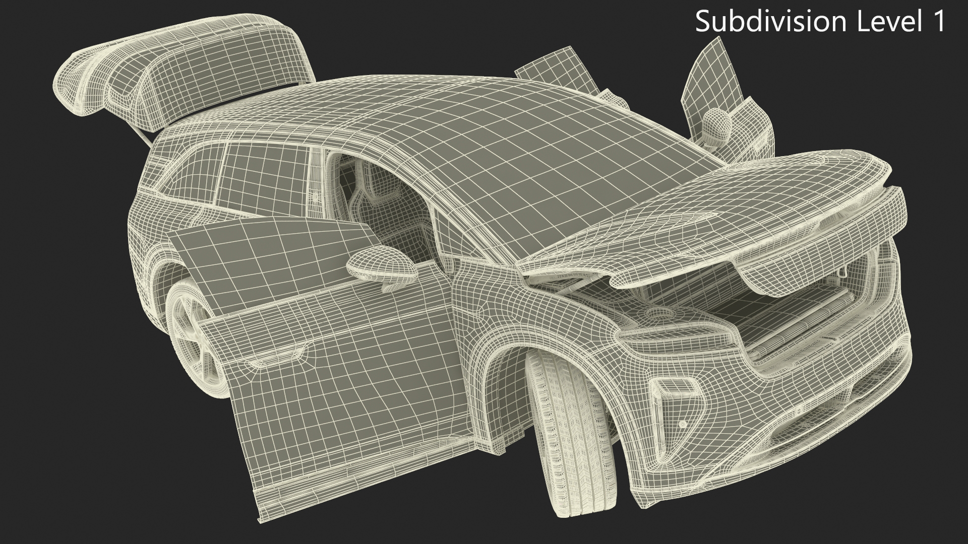 3D Modern Electric SUV Generic Black Lights Off Rigged