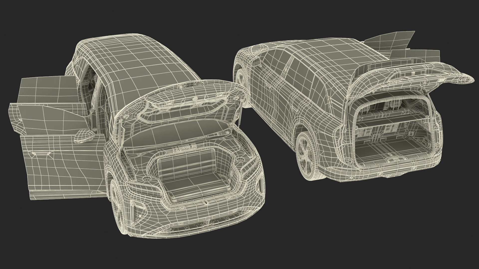 3D Modern Electric SUV Generic Black Lights Off Rigged