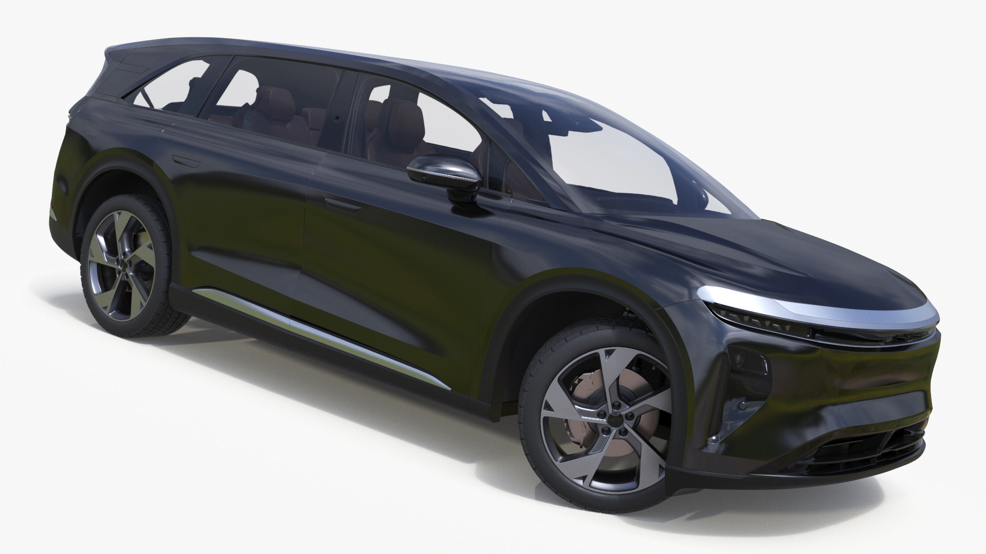 3D Modern Electric SUV Generic Black Lights Off Rigged