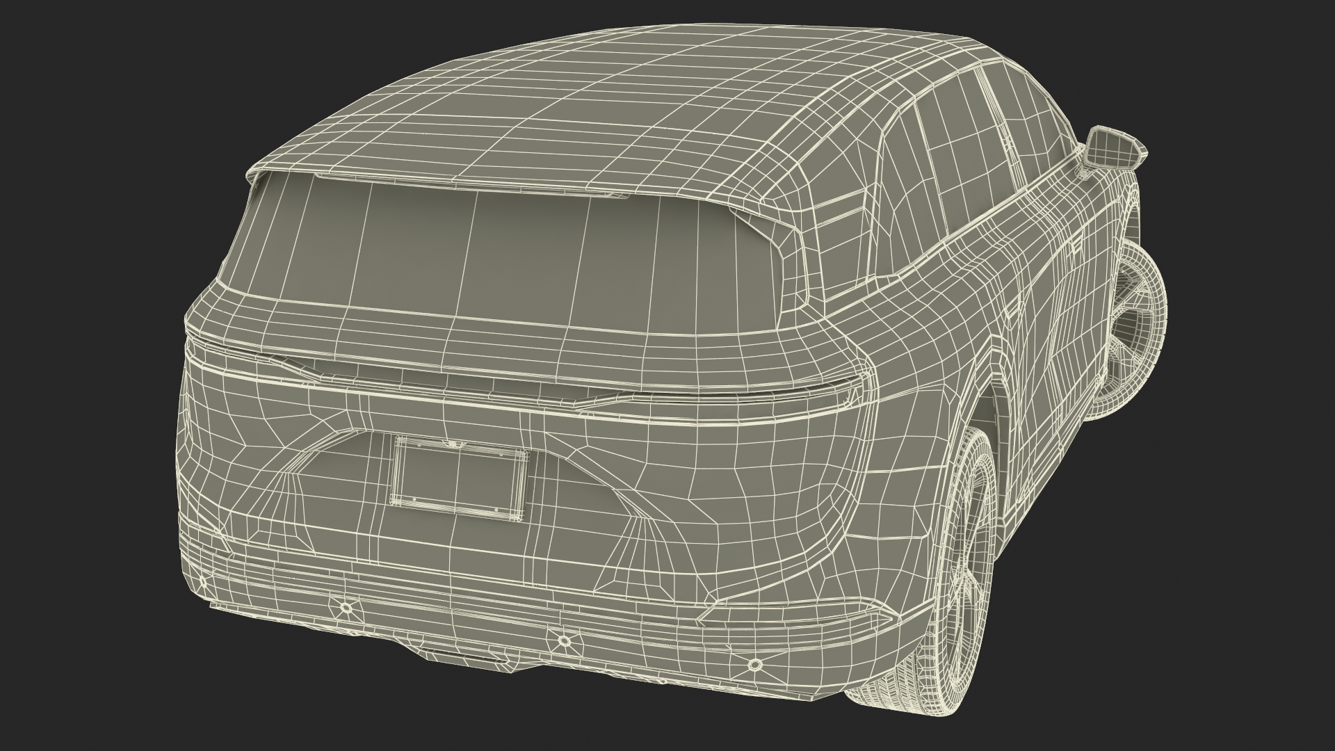 3D Modern Electric SUV Generic Black Lights Off Rigged