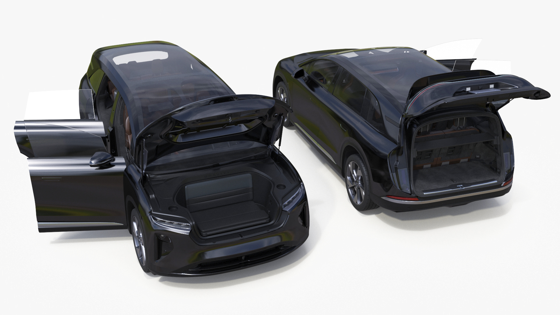 3D Modern Electric SUV Generic Black Lights Off Rigged