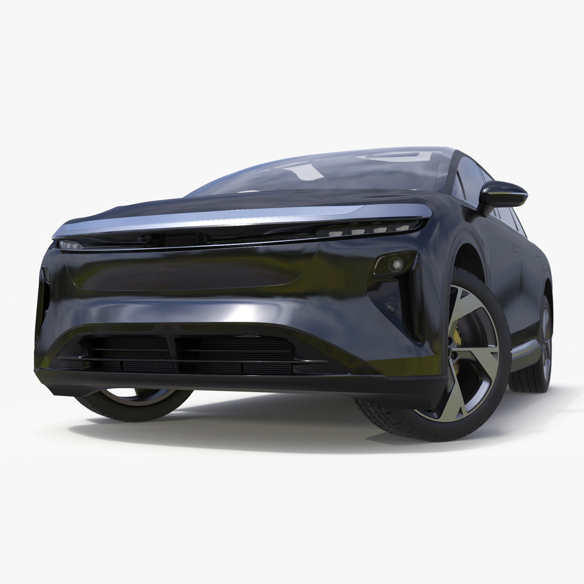 3D Modern Electric SUV Generic Black Lights Off Rigged