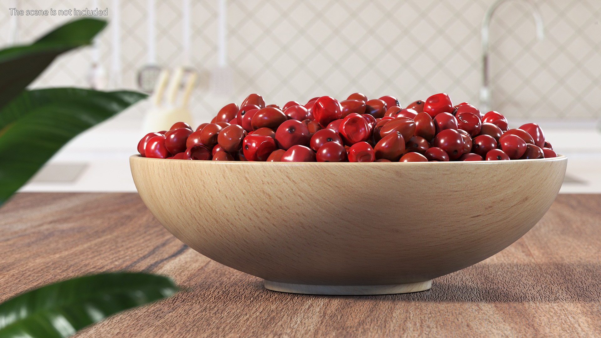 3D model Red Dried Peppercorn in Wooden Bowl