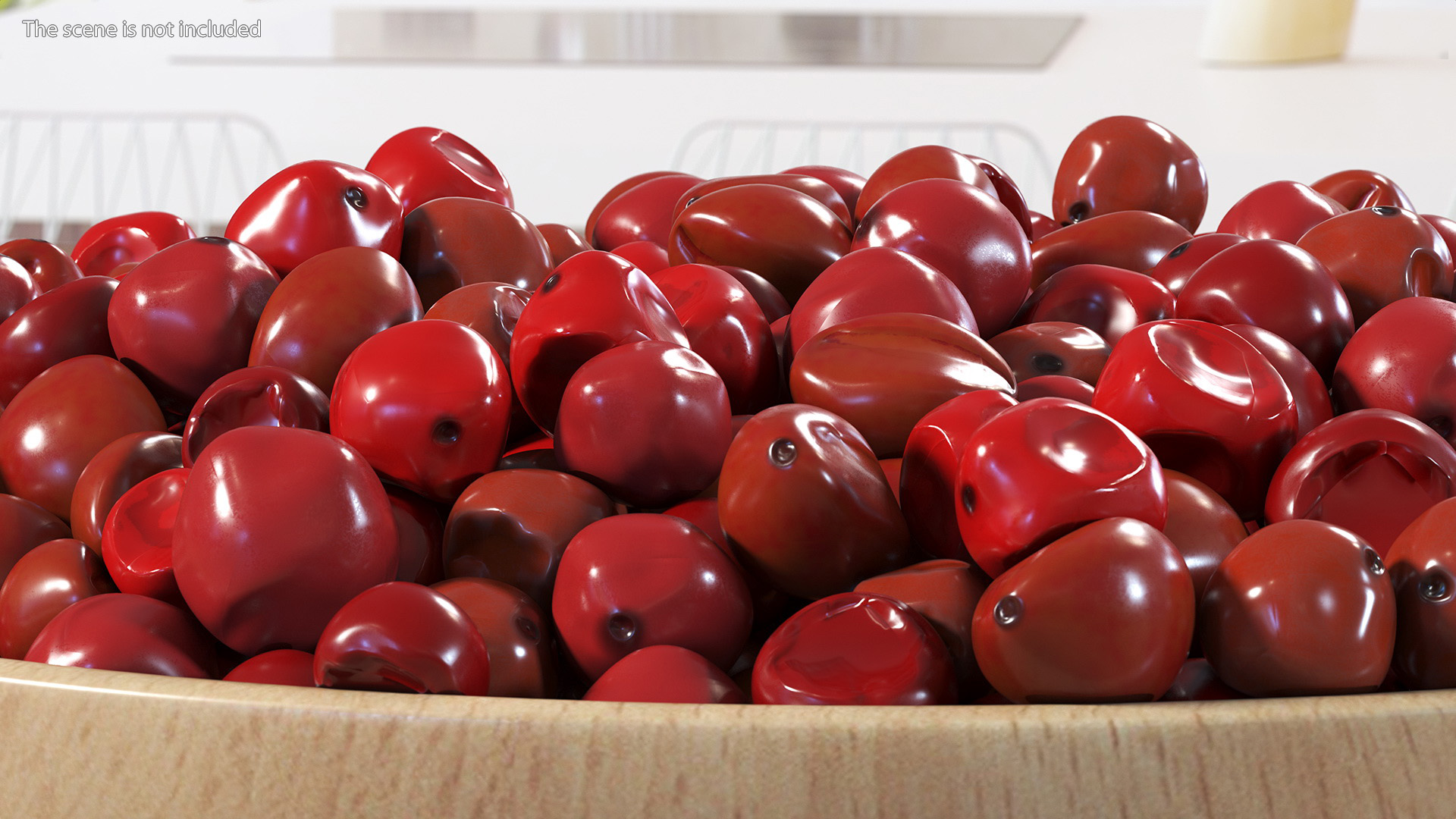 3D model Red Dried Peppercorn in Wooden Bowl