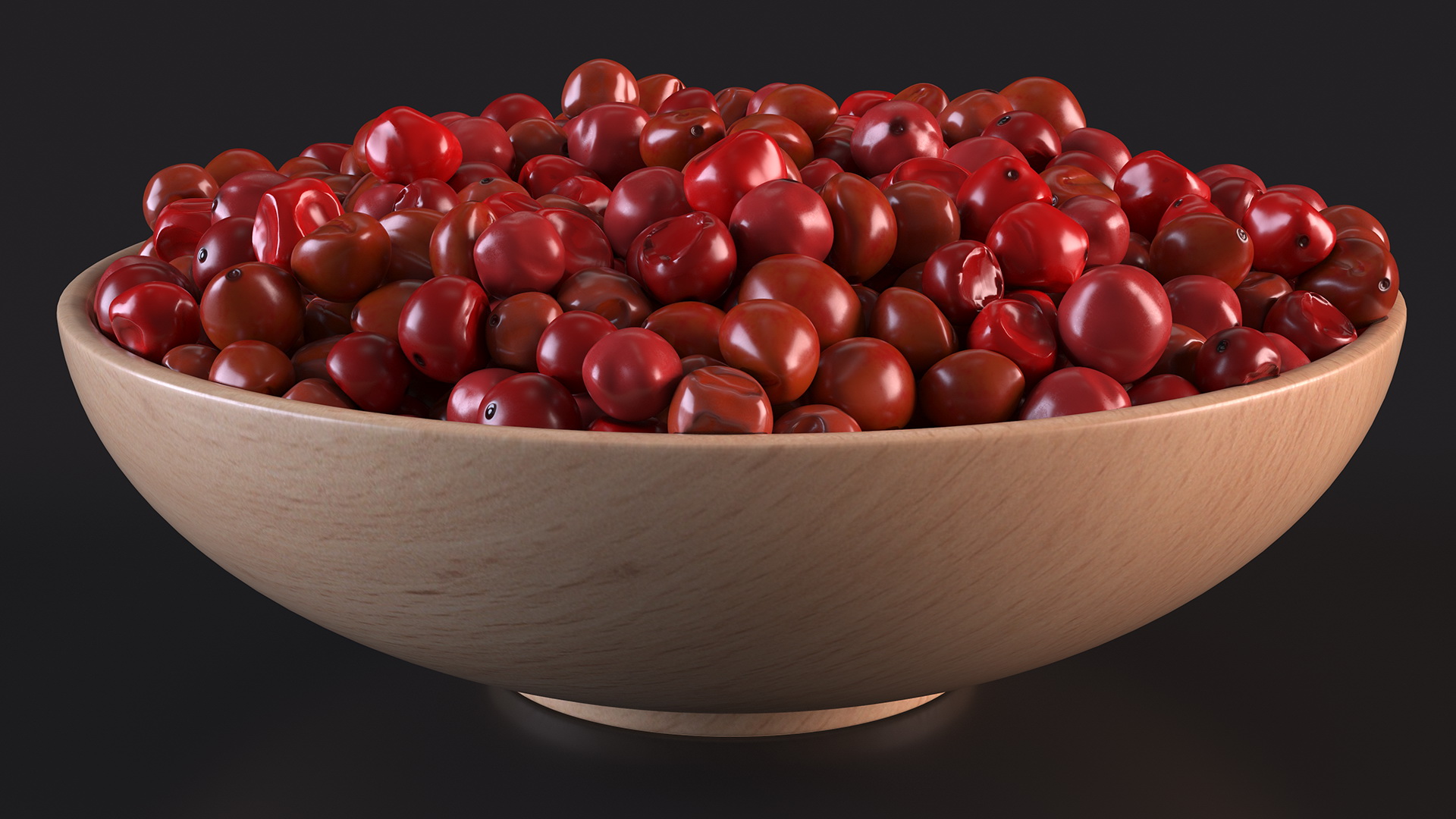 3D model Red Dried Peppercorn in Wooden Bowl