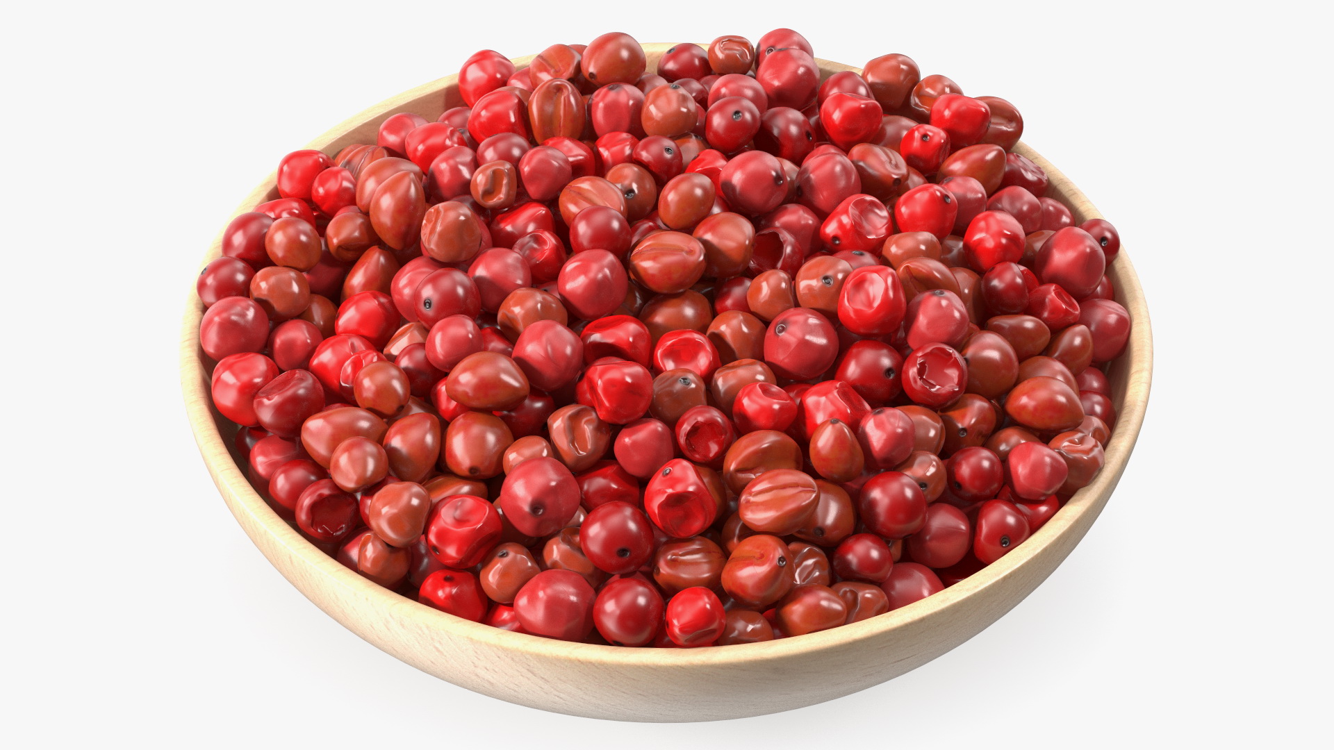 3D model Red Dried Peppercorn in Wooden Bowl