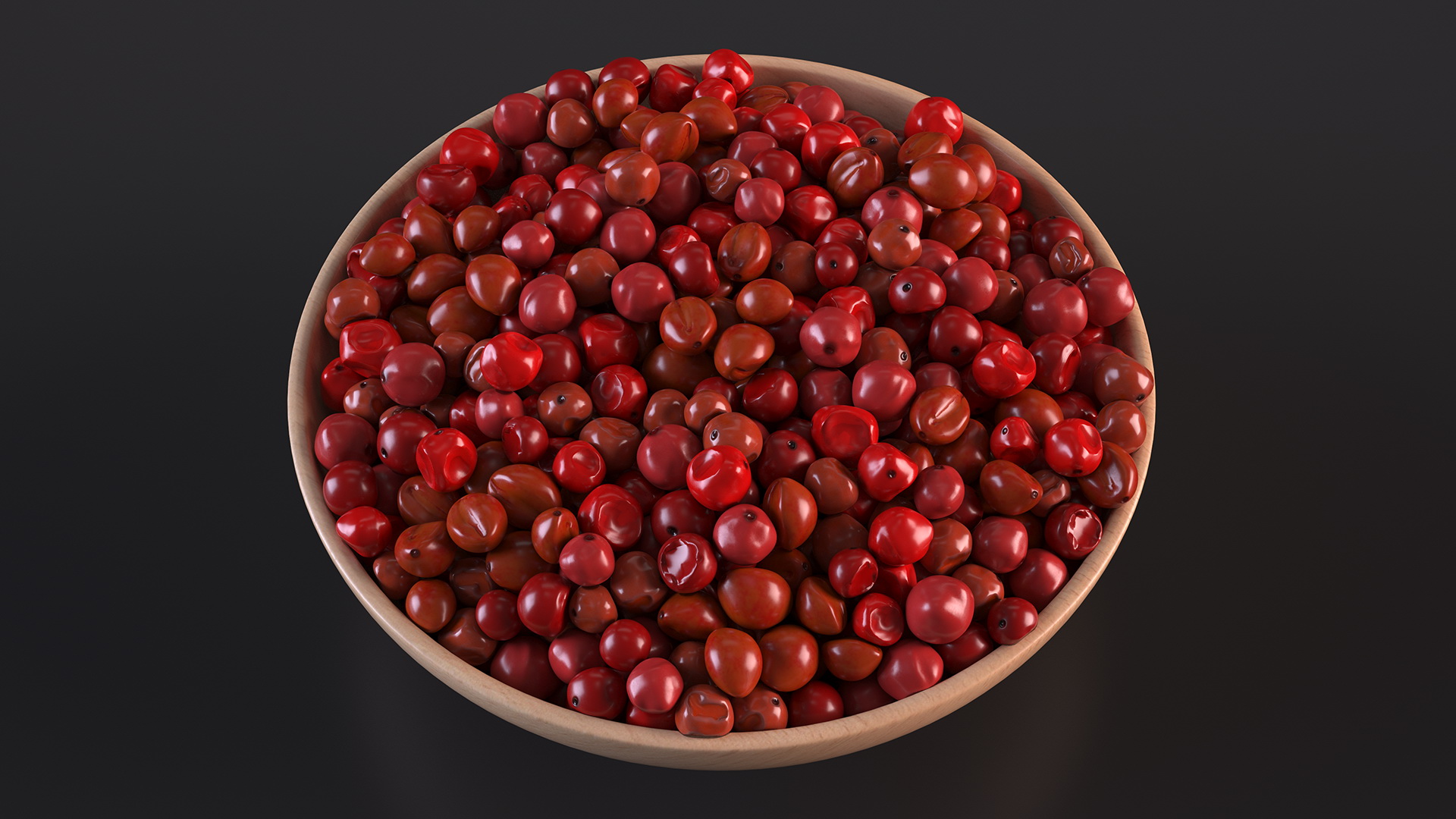 3D model Red Dried Peppercorn in Wooden Bowl