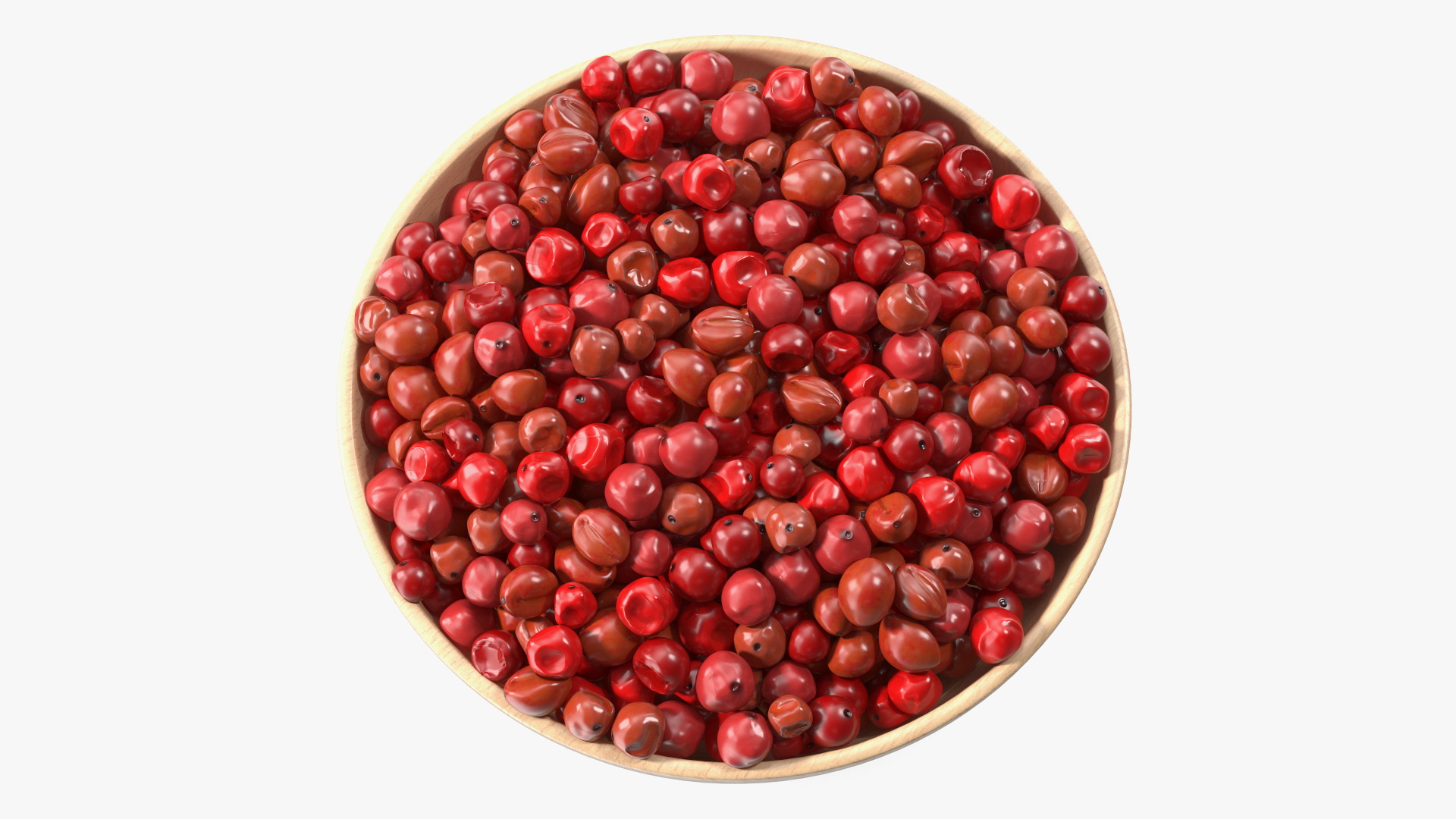 3D model Red Dried Peppercorn in Wooden Bowl