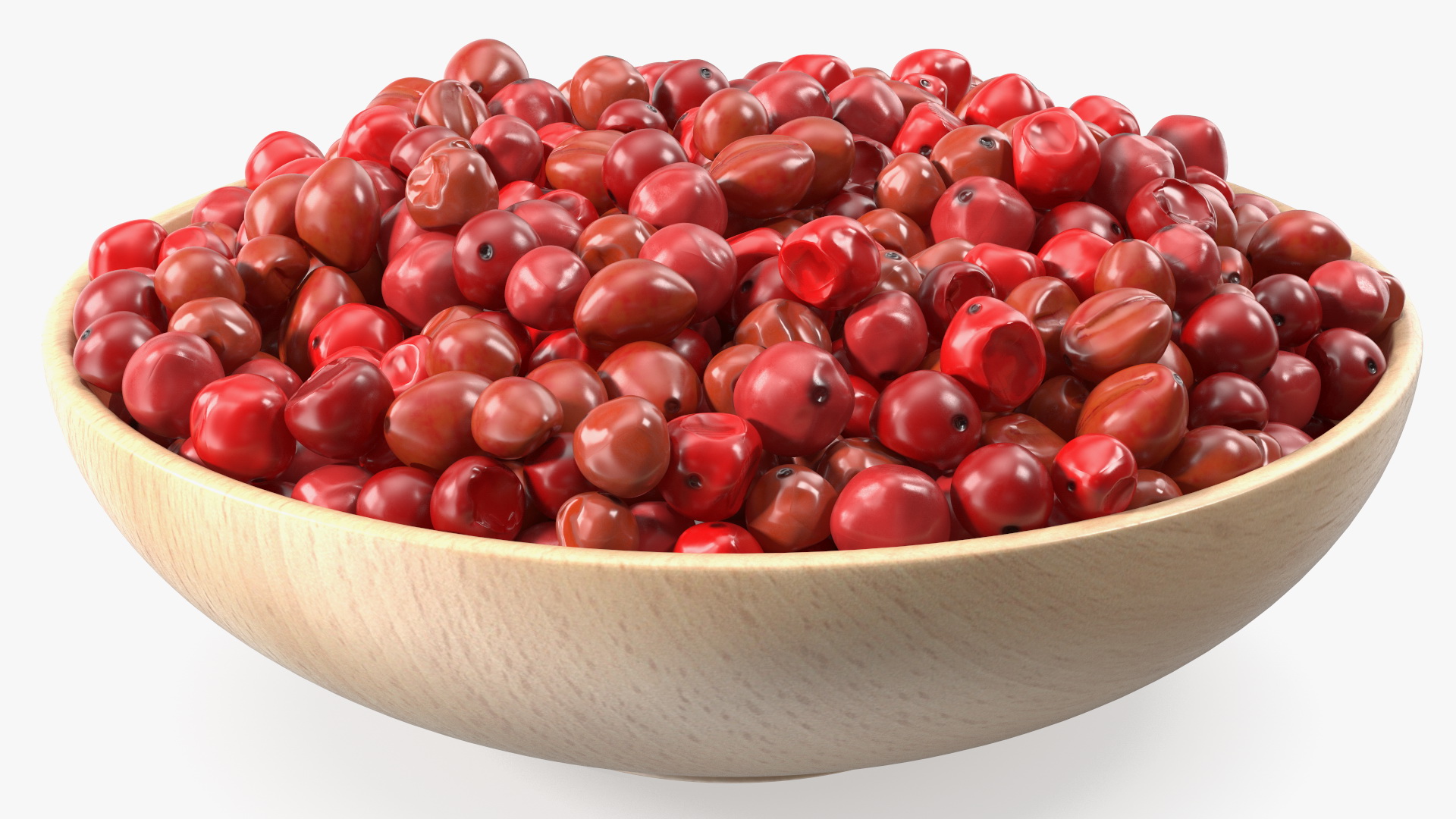 3D model Red Dried Peppercorn in Wooden Bowl