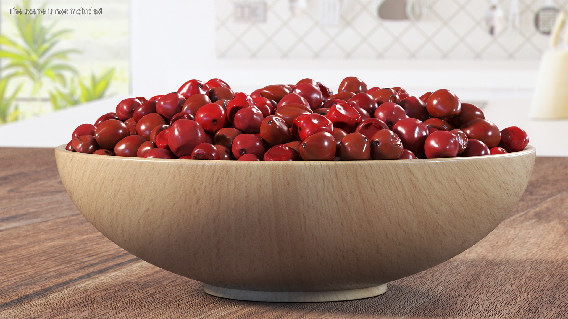3D model Red Dried Peppercorn in Wooden Bowl