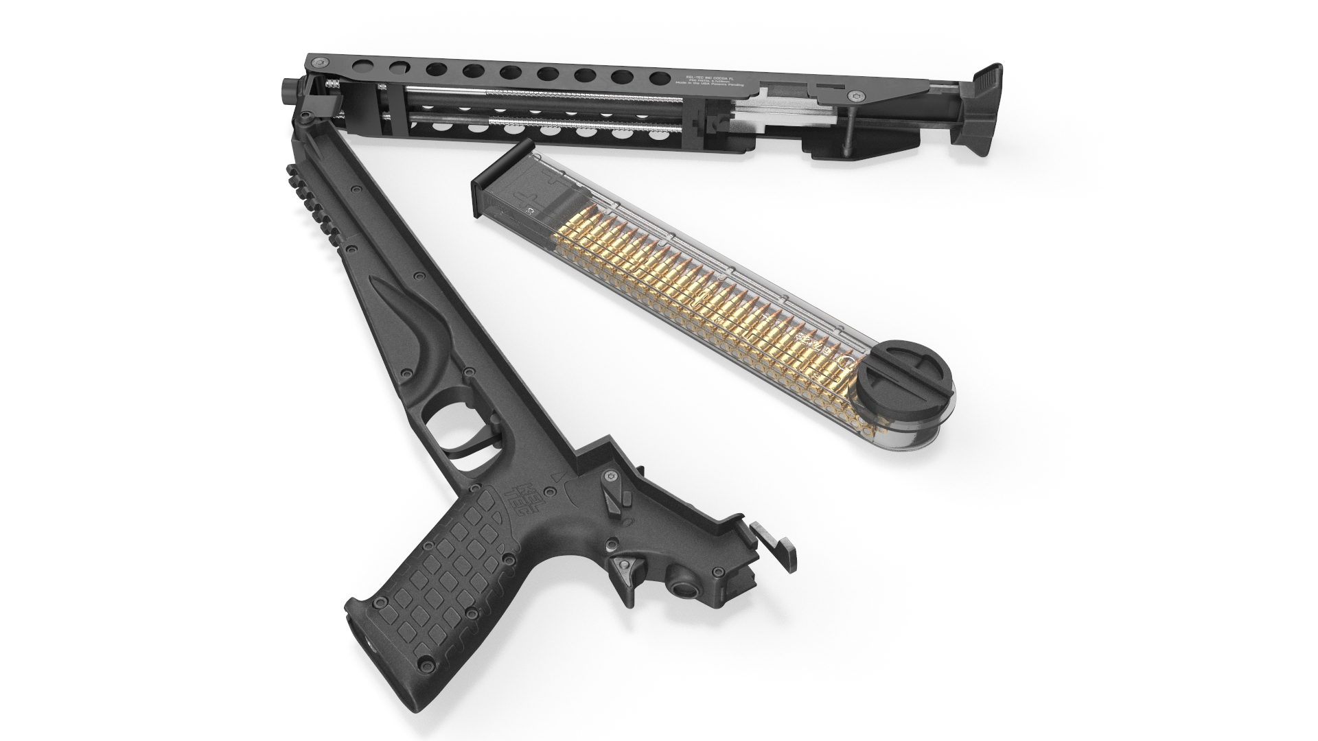 3D Disassembled Futuristic Rapid Pistol Grey