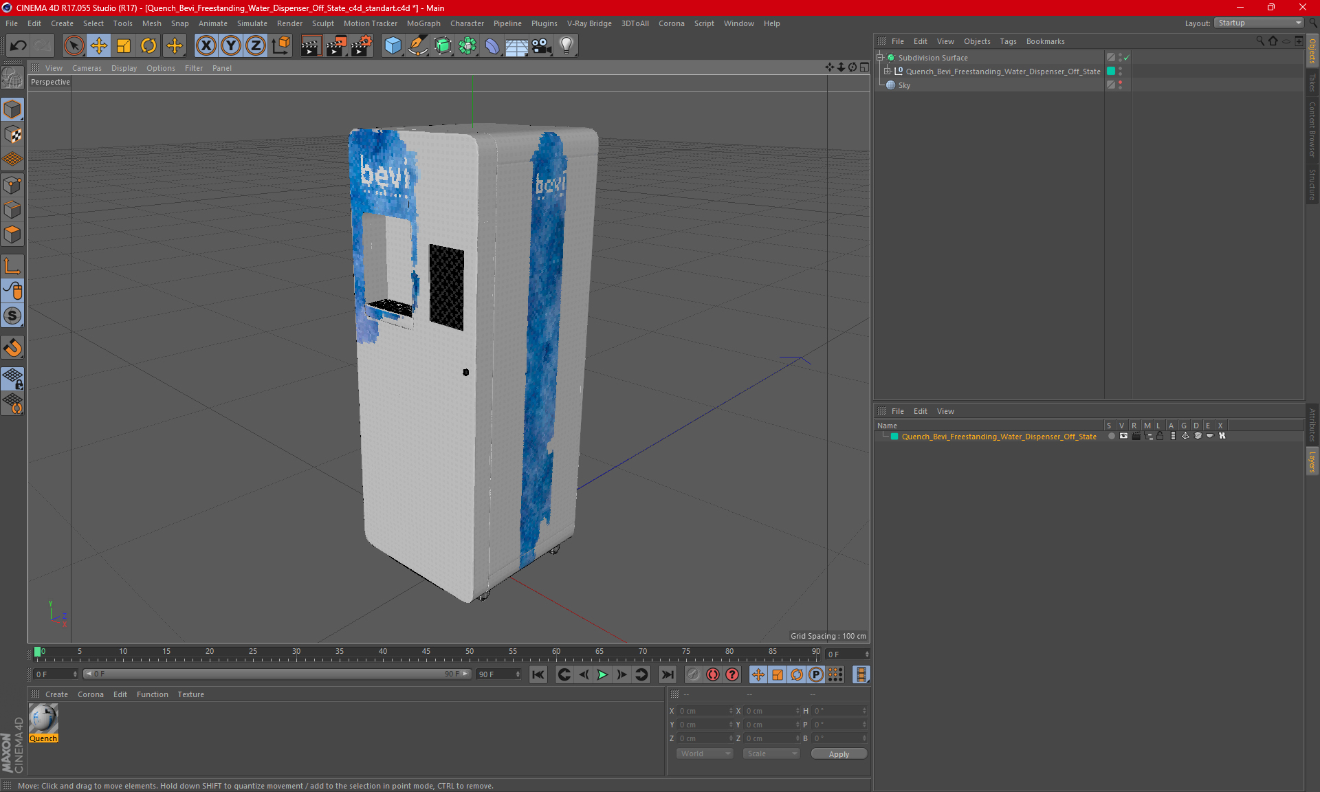 3D model Quench Bevi Freestanding Water Dispenser Off State